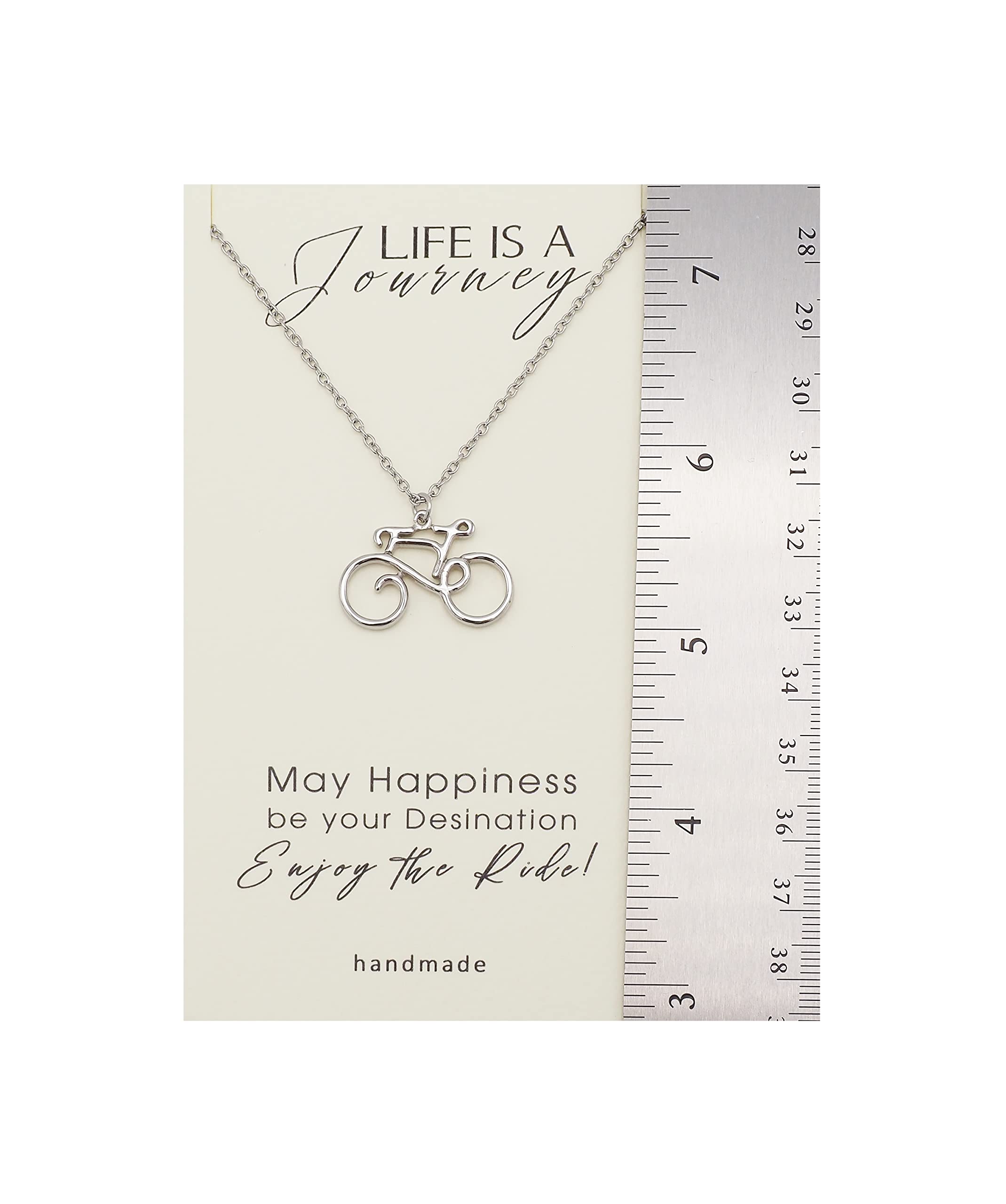 Joyfulle Handmade Bicycle Pendant Necklace for Women - Inspirational Jewelry Gift with Greeting Card - Perfect for Birthday, Anniversary & Graduation - Cycling Enthusiast Gift Idea