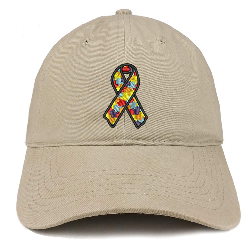 Autism Awareness Ribbon Embroidered Cotton Dad Hat - Trendy Adjustable Baseball Cap for Men & Women - Perfect for Fundraising Events, Support Groups & Everyday Wear