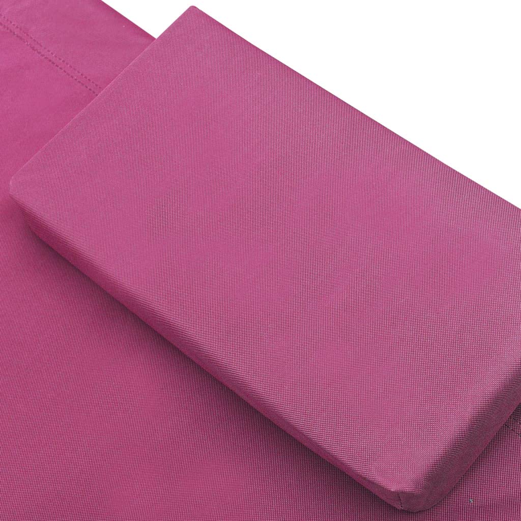 **vidaXL Outdoor Double Lounge Bed with Canopy & Pillows - Powder-Coated Steel Frame, Water-Resistant Oxford Fabric - Pink Patio Furniture for Poolside, Garden, or Backyard Relaxation**