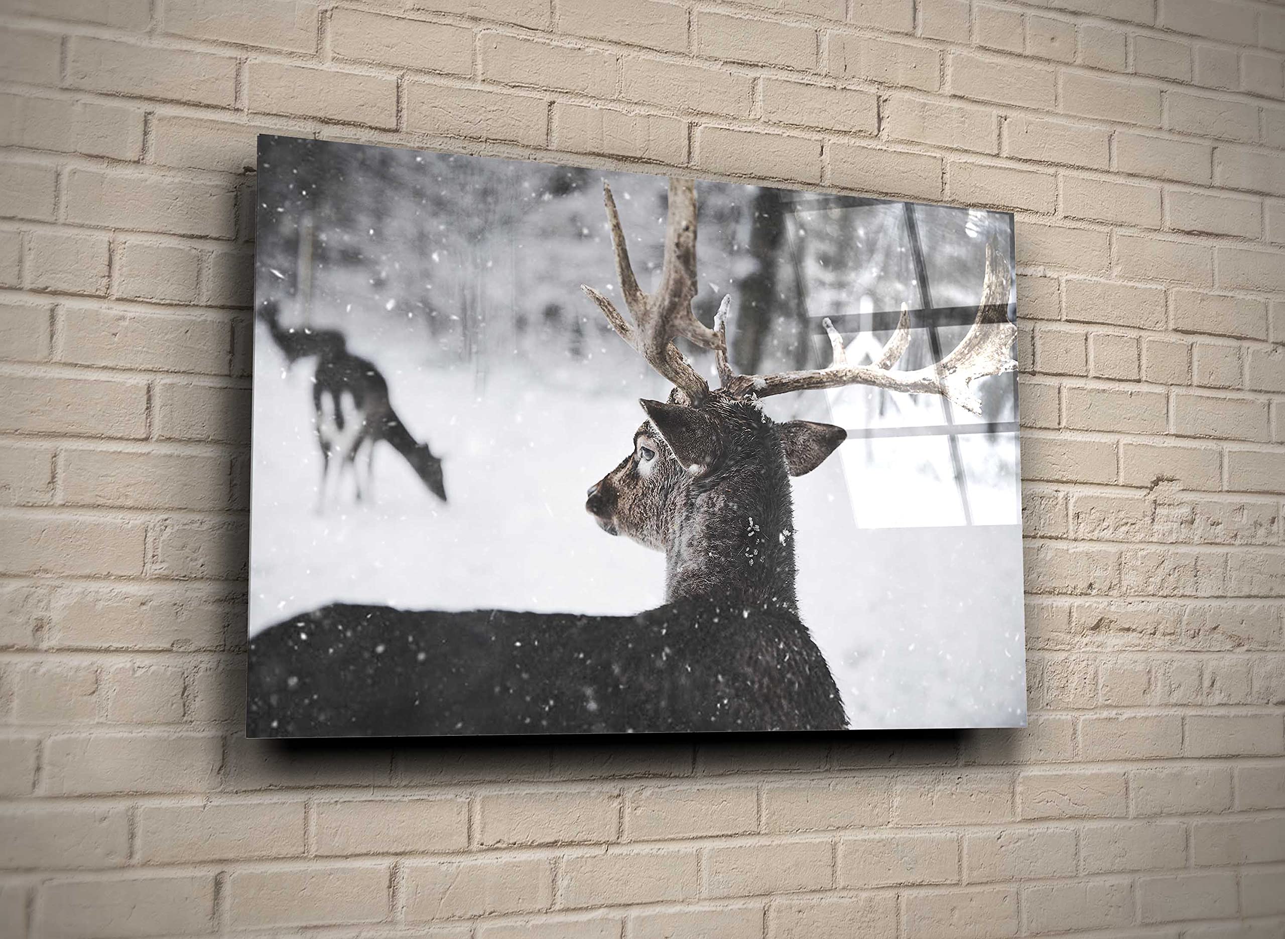 Nordic Deer Glass Wall Art - Scandinavian Wildlife Decor for Nursery & Home
