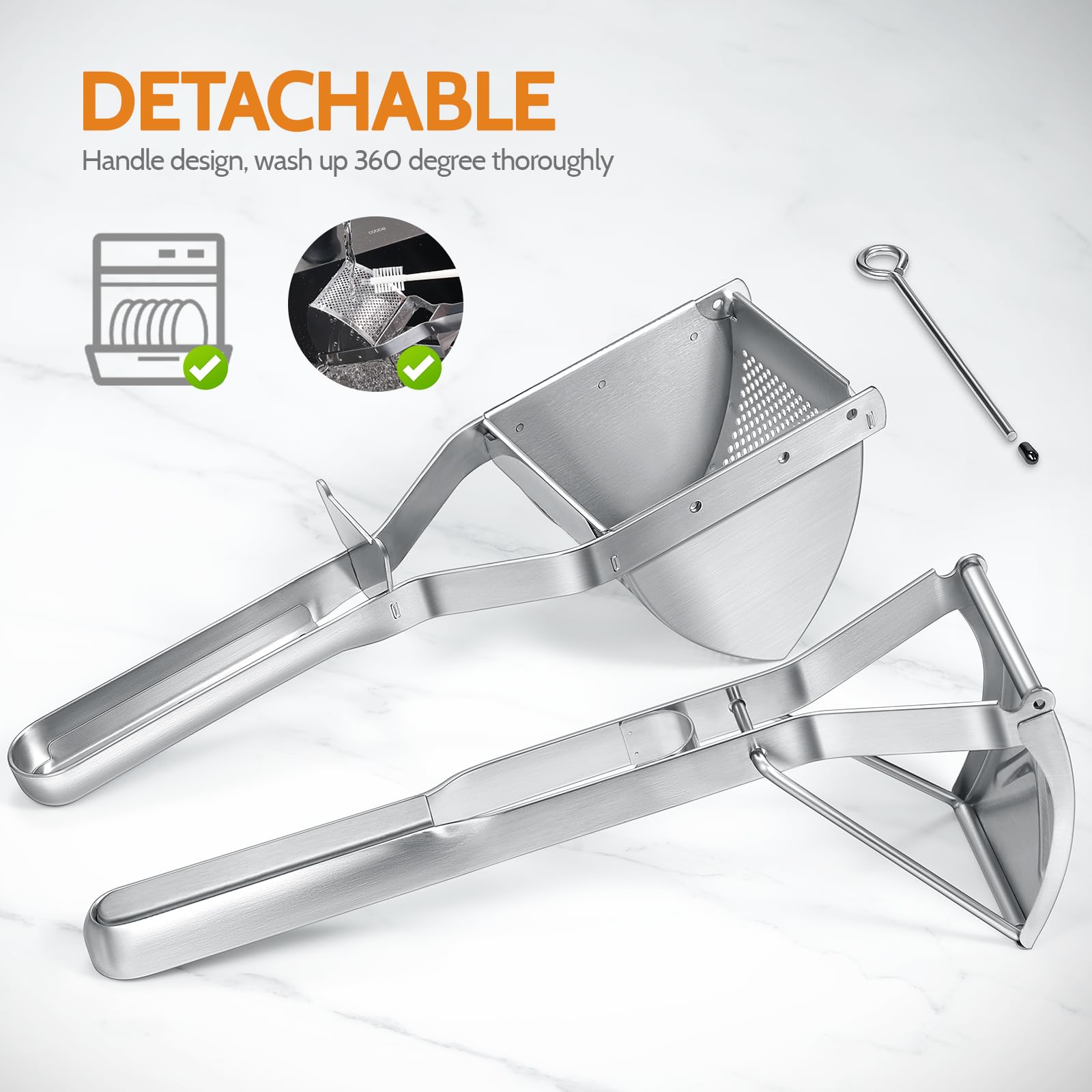 Sopito Stainless Steel Potato Ricer - Professional Multifunctional Fruit & Vegetable Masher for Smooth Fluffy Mashed Potatoes, Baby Food & Purees - Perfect for Home Cooking, Baking & Meal Prep