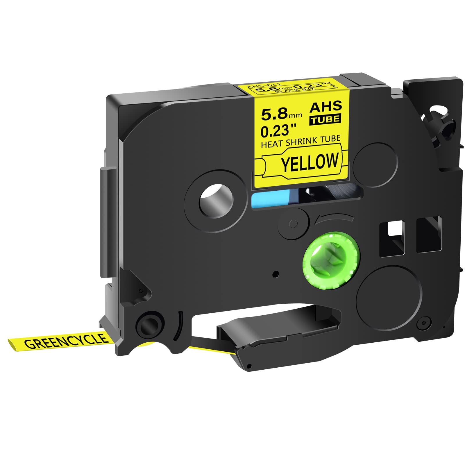 GREENCYCLE HS-611 Heat Shrink Tube Label Tape - 5.8mm (0.23 Inch) Black on Yellow - Compatible with Brother P-Touch PTD400, D450, D600, PT-E300, PT-E550W, PT-P700, PT-P710BT, PT-P750W - 40 Pack - Perfect for Cable Identification, Wire Labeling & Electrical Organization