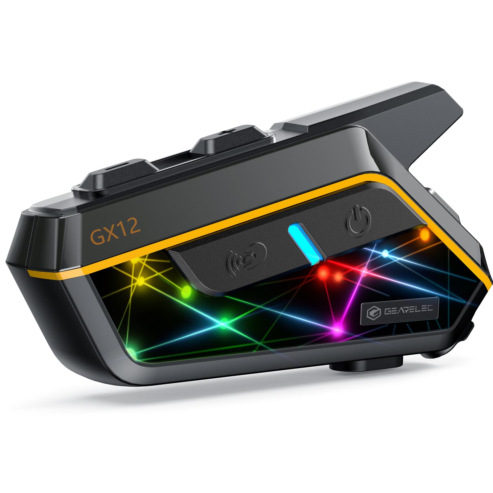 Gearelec Motorcycle Bluetooth Headset - 10 Rider Mesh Intercom System (2000M Range) with HiFi Sound, RGB Lights & Music Sharing | 1000mAh Battery | Perfect for Group Rides, Commuting & Adventure Touring