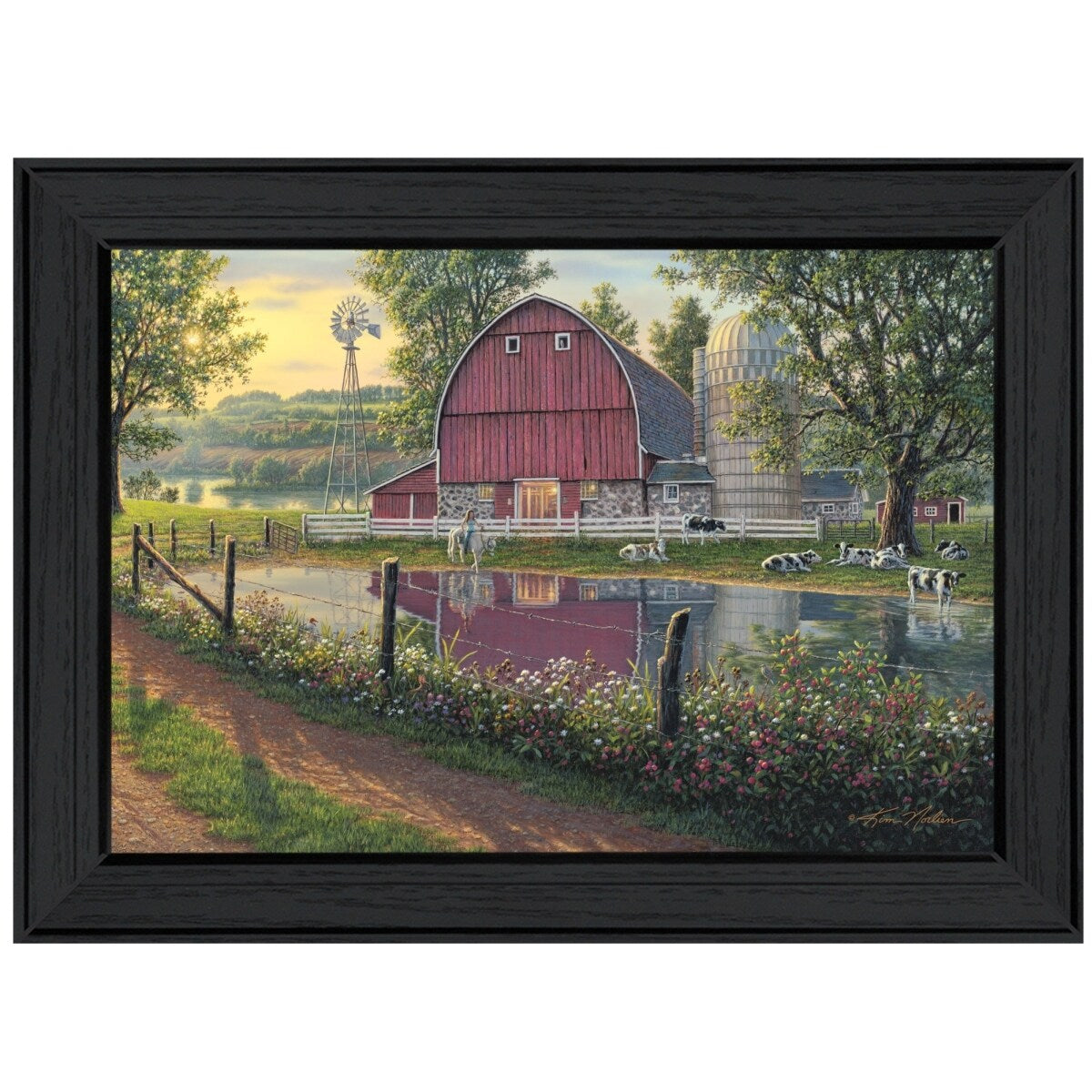 Barnyard Memories By Kim Norlien - Premium Ready to Hang Framed Art Print with Black Wood Frame - Perfect for Farmhouse Decor, Living Room Wall Art & Country Style Home Decor