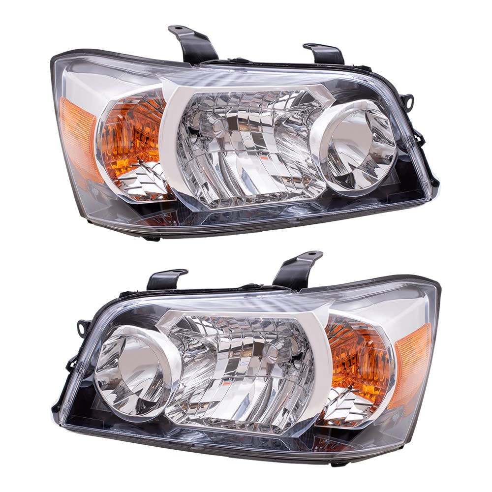Brock Replacement Headlights for 2004-2006 Toyota Highlander - Driver & Passenger Side Headlamps (81130-48280, 81170-48280) - Perfect for Night Driving and Foggy Conditions