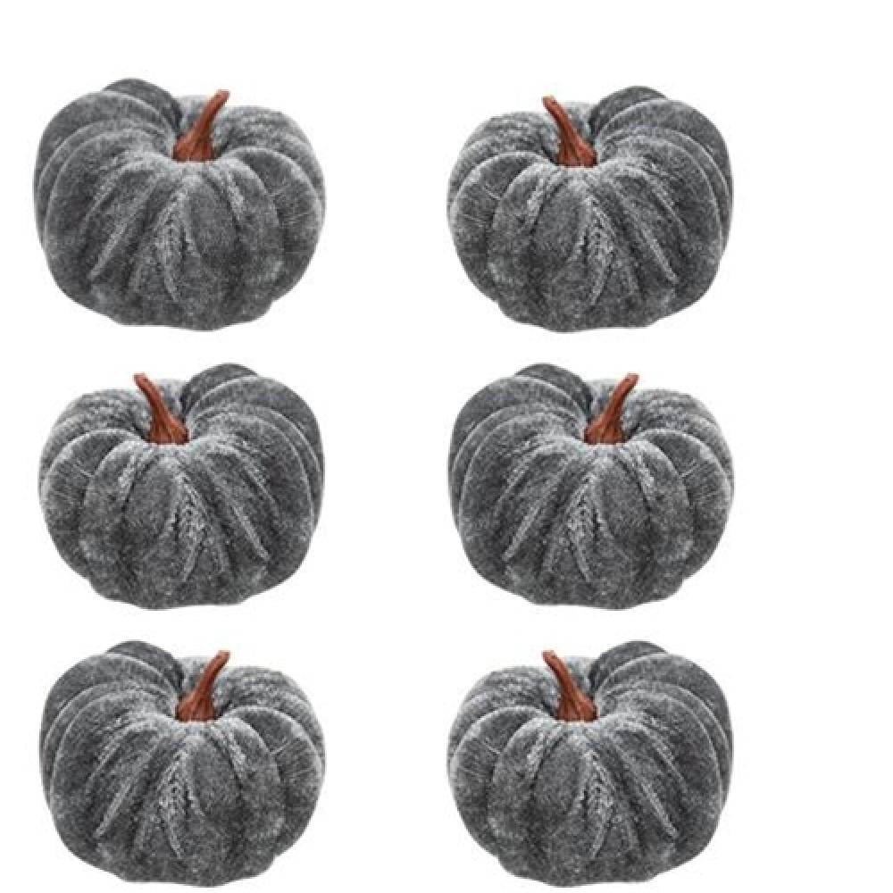 6-Pack Gray Velvet Pumpkins 2.5