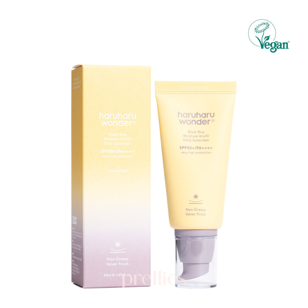 Haruharu Wonder Black Rice Moisture Airyfit Daily Sunscreen SPF50+ PA++++ 50ml - Lightweight Korean Sunscreen for Face, Oil-Free & Non-Greasy - Perfect for Daily Use, Outdoor Activities & Sensitive Skin