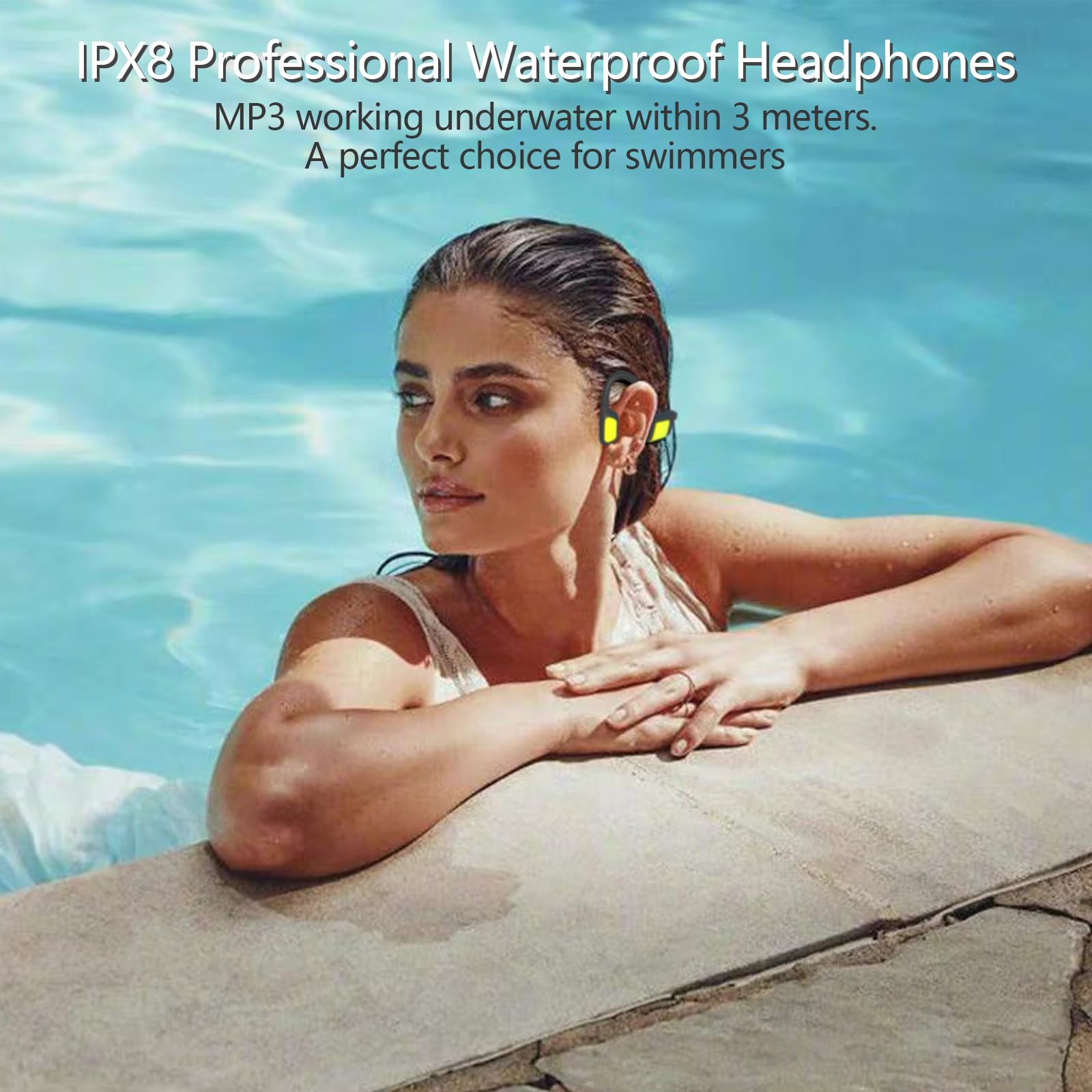 Lightweight Open Ear Bone Conduction Headphones with Bluetooth 5.3, Built-in Mic & 32GB MP3 Player - IP68 Waterproof Wireless Headset for Running, Swimming, Cycling, Gym Workouts & Outdoor Activities (Green)