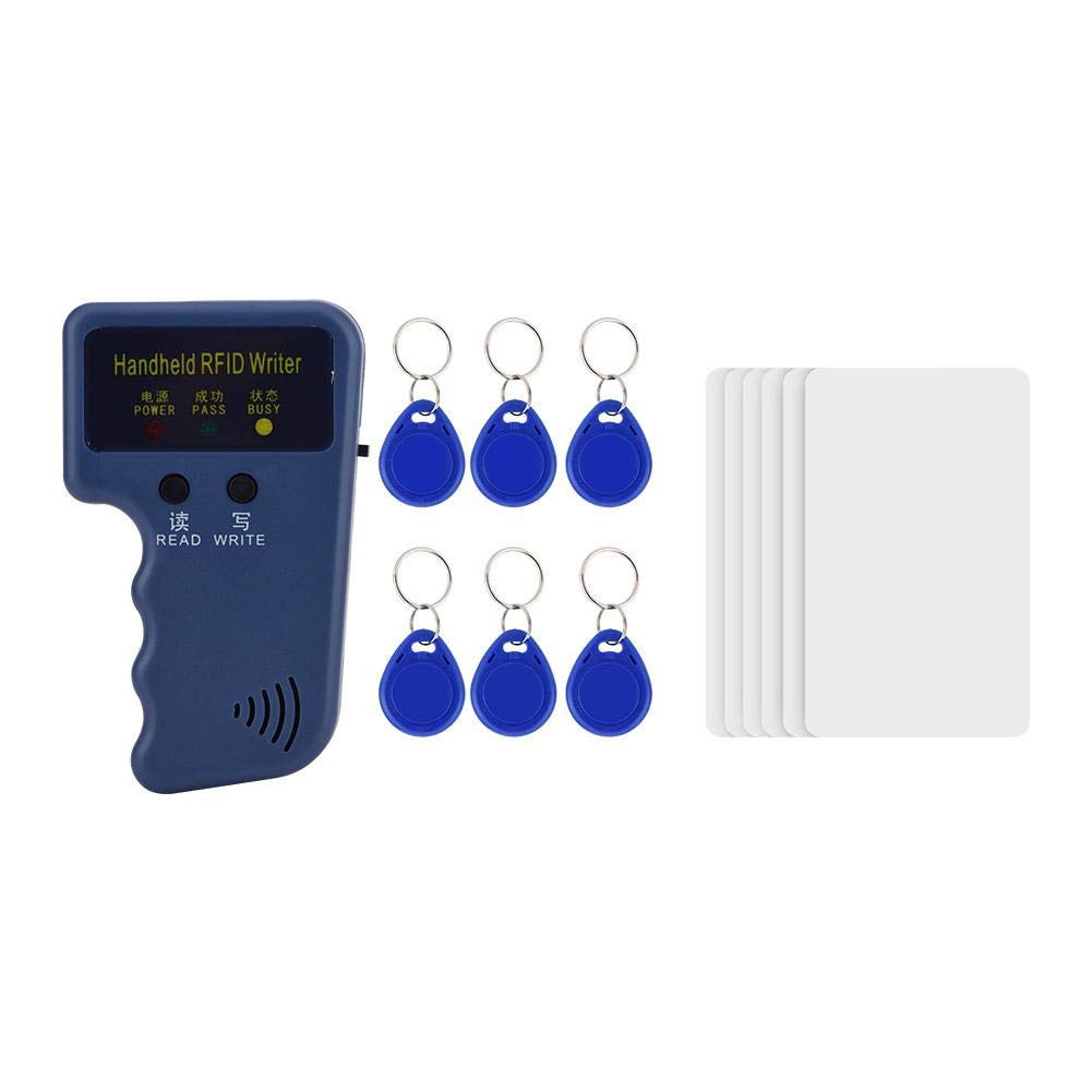 RFID Reader Writer - Handheld ID Card Copier for 125kHz EM4100 Chip & Key Fob (6pcs) - Access Control for Community, School & Office Security Systems - Perfect for ID Verification, Door Entry & Employee Management