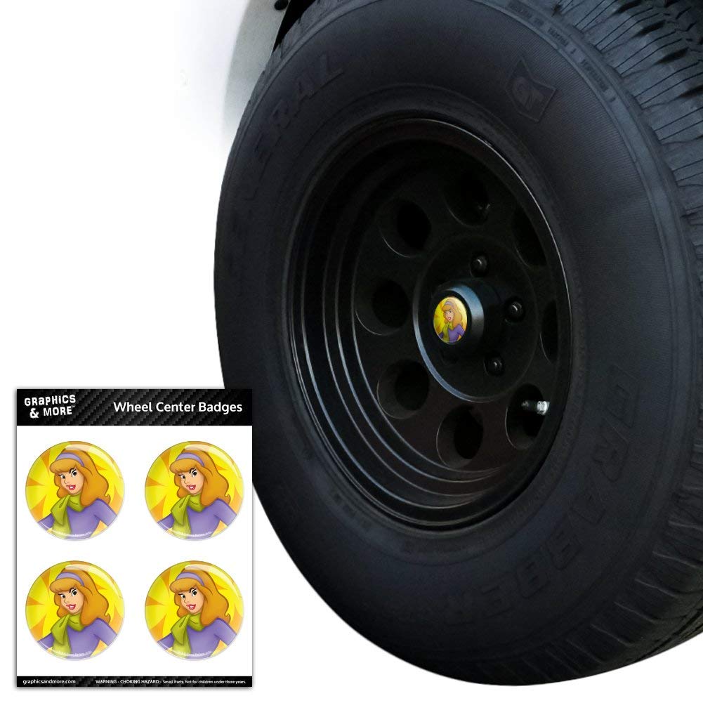 Scooby Doo Daphne Character Resin-Topped Wheel Center Caps & Badges - Vintage Car Tire Accessories for Scooby Doo Fans & Classic Car Enthusiasts