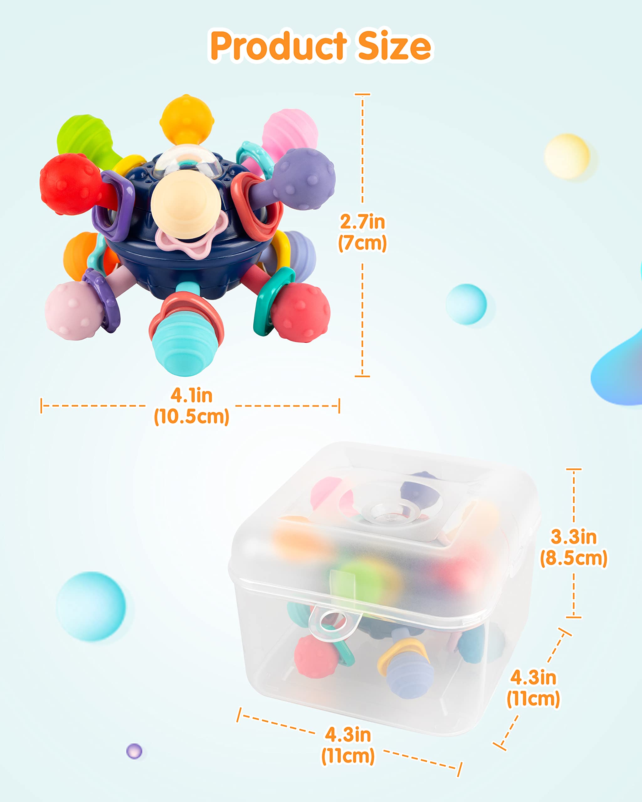 Vanmor Baby Teething Toys for 0-18 Months - Sensory Chew Balls, Montessori Rattle Teether & Grasping Activity Toys for Infants - Perfect Gift for Boys & Girls (Blue) - Ideal for Soothing Sore Gums & Early Childhood Development