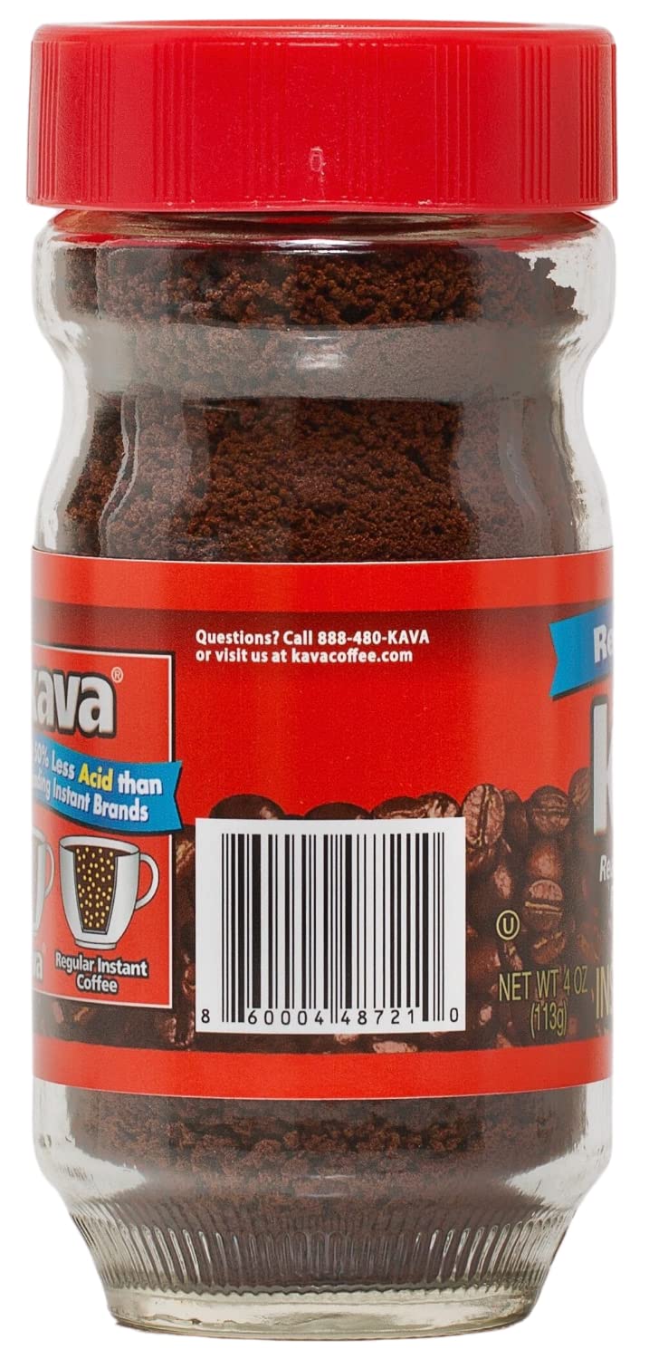Kava Acid Neutralized Instant Coffee - 4 Ounce (Pack of 12) | Premium Instant Coffee for Energy Boost & Relaxation | Perfect for Office, Travel & Camping
