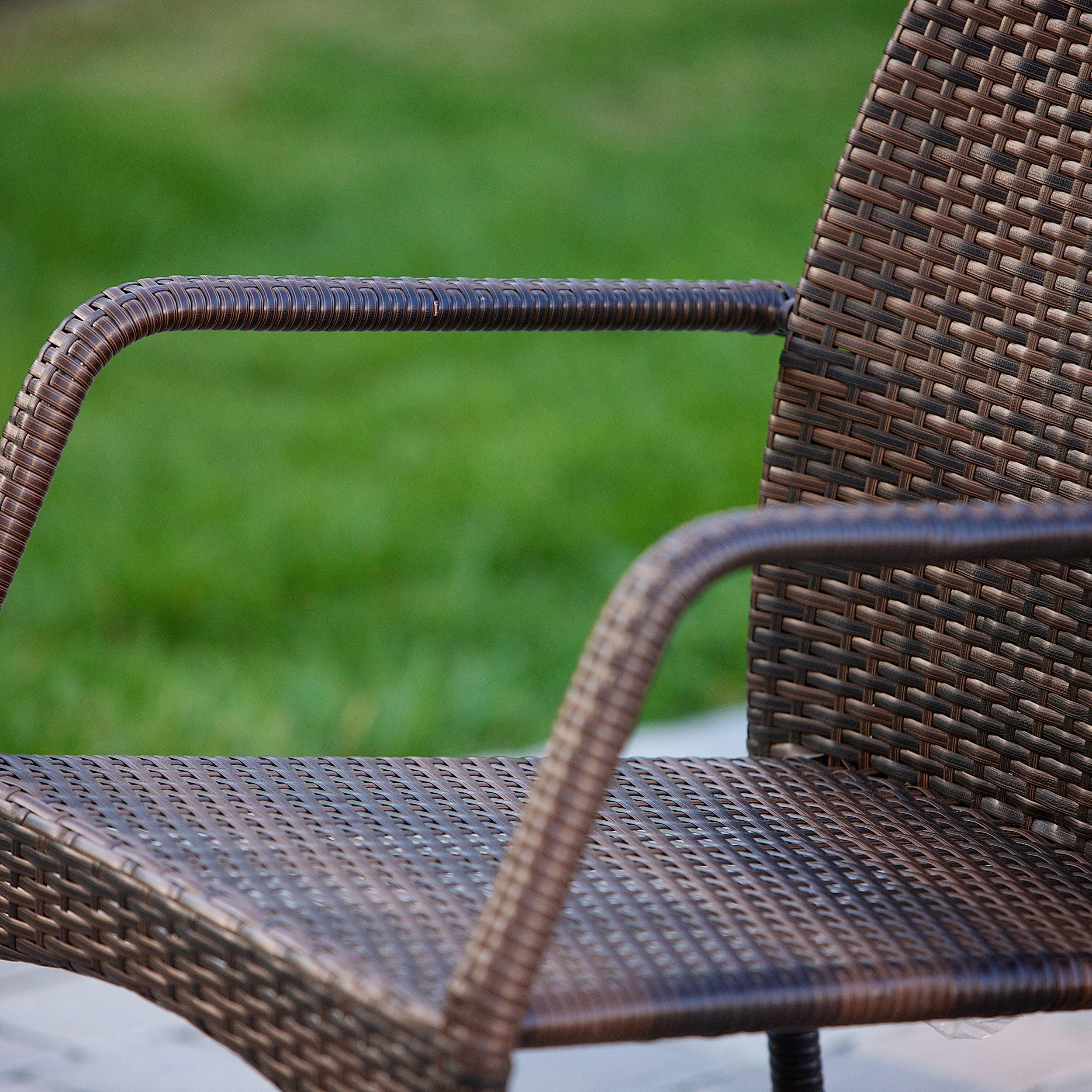 Christopher Knight Home Bridget Outdoor Wicker Stacking Patio Chairs, 2-Piece Set, Multi-Brown - Perfect for Poolside, Garden, and Backyard Relaxation