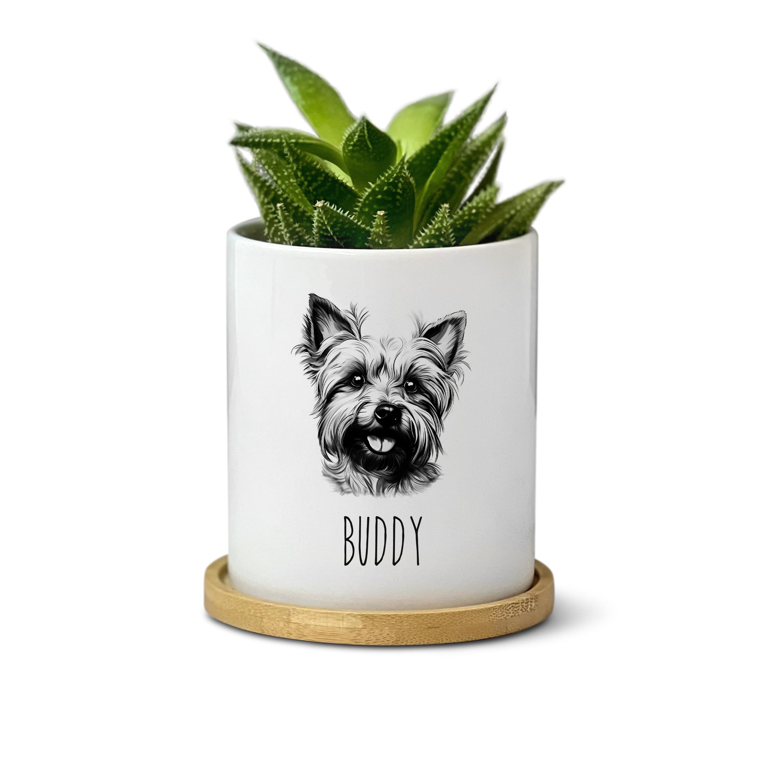 Personalized Yorkshire Terrier Succulent Planter - Custom Dog Name Plant Pot Gift for Dog Lovers | Cute Birthday Present for Dog Moms | Minimalist Garden Decor for Home, Office & Outdoor Spaces