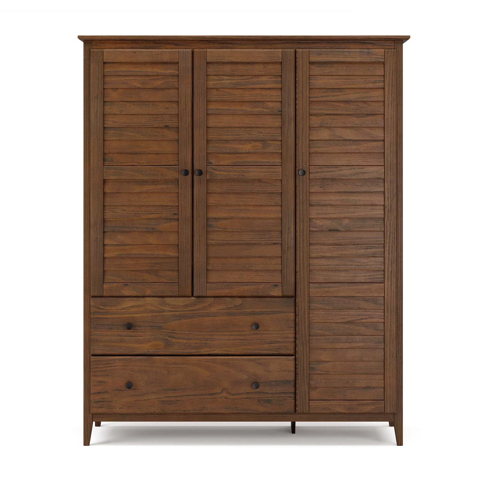 Grain Wood Furniture Greenport 3-Door Wardrobe in Brushed Walnut - Spacious Storage for Bedroom, Closet Organization & Home Decor