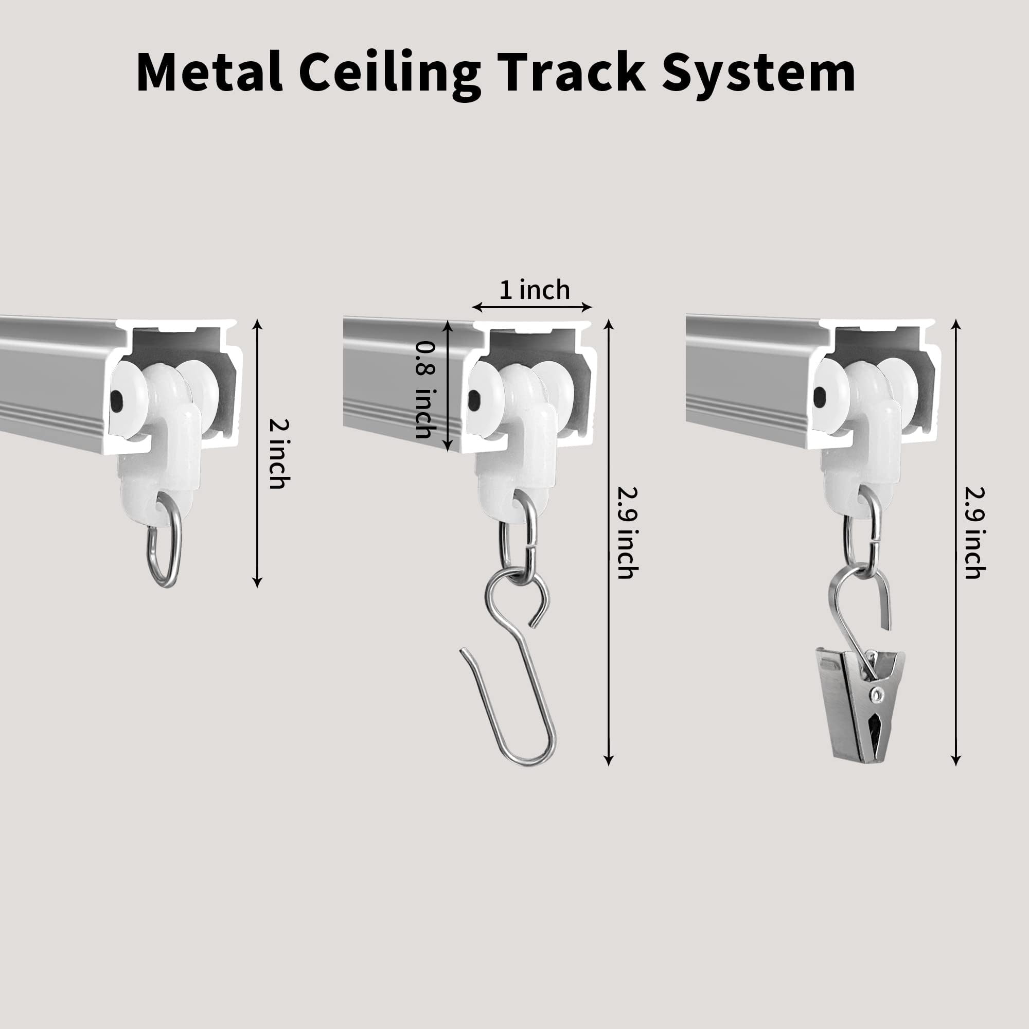 Heavy Duty Ceiling Mount Curtain Track System - White Room Divider & Privacy Partition for RV, Shower, Outdoor Use (3-9ft Adjustable Length) - Perfect for Home, Office, Camping and Commercial Spaces