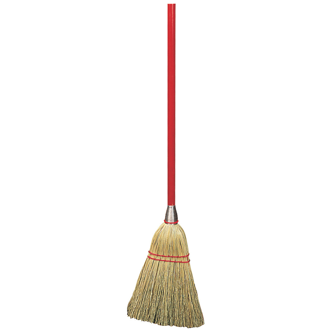 Carlisle 34 Lobby Corn Broom - Heavy Duty Red Broom for Commercial & Home Use - Perfect for Lobby, Office, and Indoor Cleaning