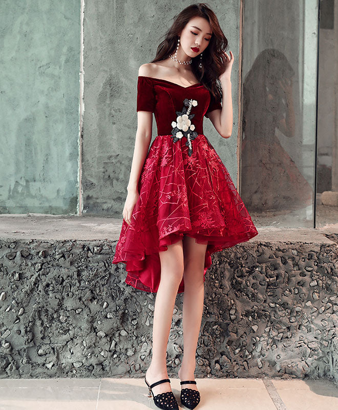 Elegant Burgundy Tulle Applique Short Prom Dress | Homecoming Party Gown | Perfect for Prom Night, Homecoming Dances & Special Occasions