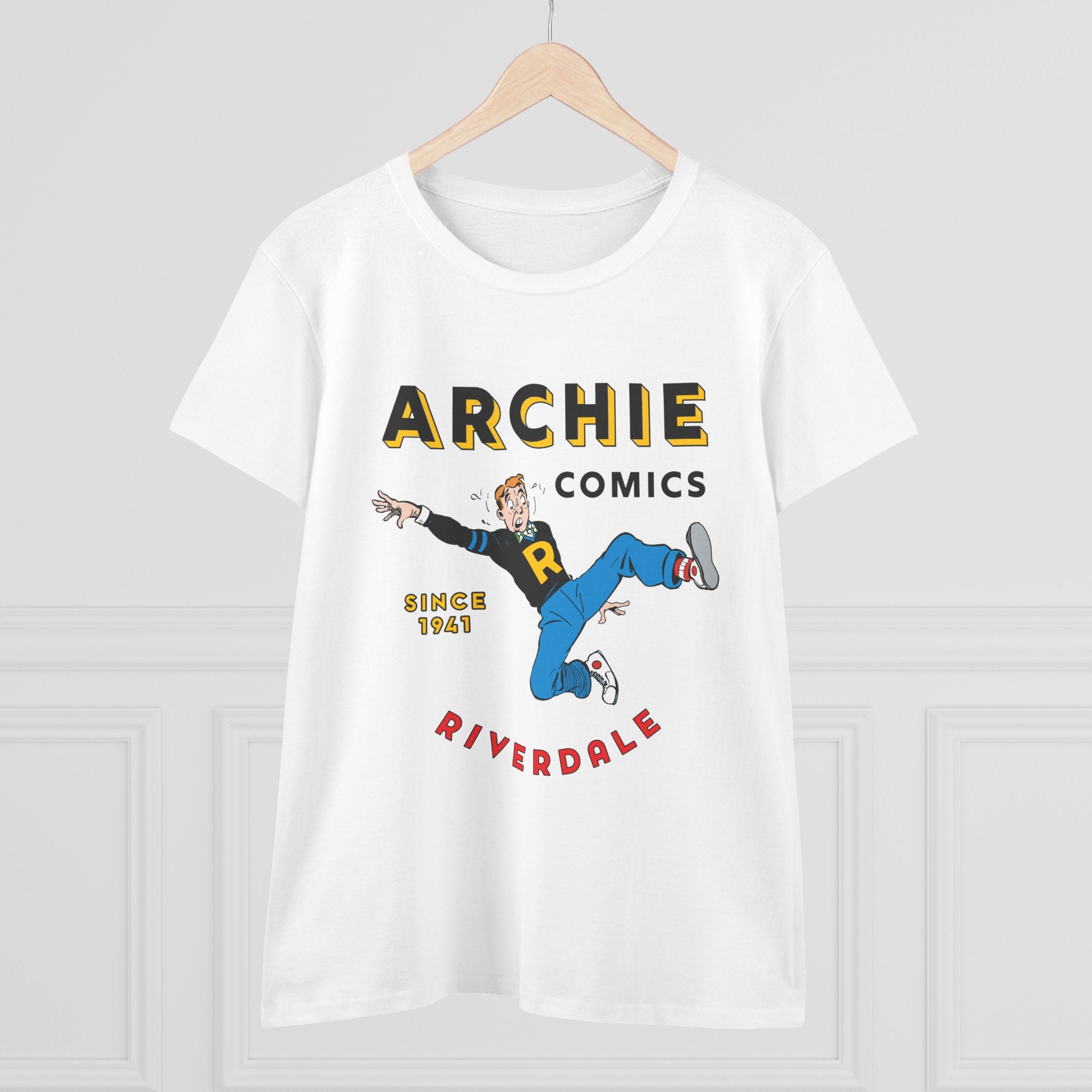 Vintage Archie Comics Since 1941 T-Shirt | Women's Midweight Cotton Tee Featuring Archie Andrews | Casual Graphic Tee for Comic Fans & Retro Style Lovers