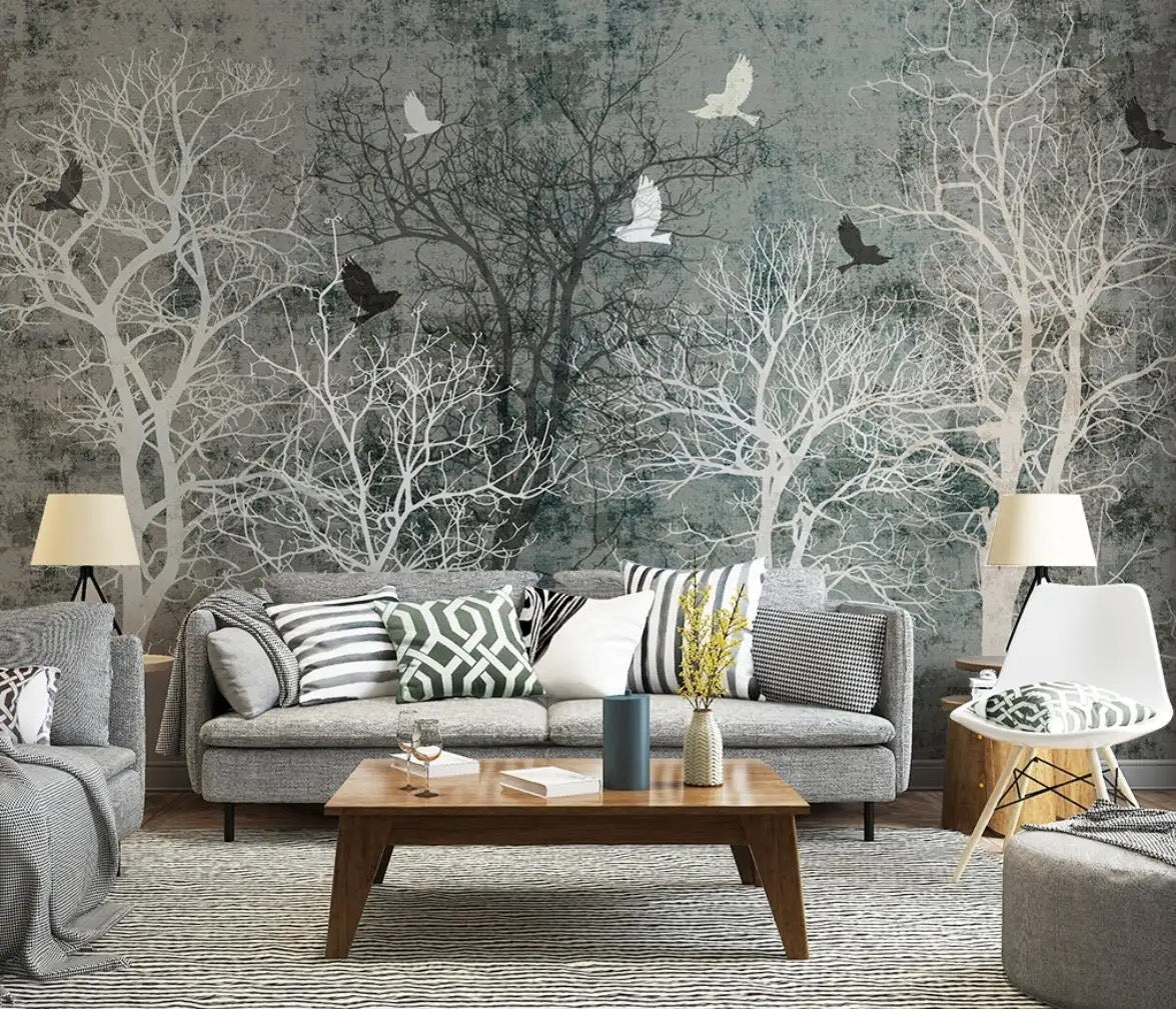 Winter Solitude Forest Wallpaper Murals - Nature-Inspired Peel & Stick Wall Decor for Bedroom, Living Room & Office (Easy DIY Installation)