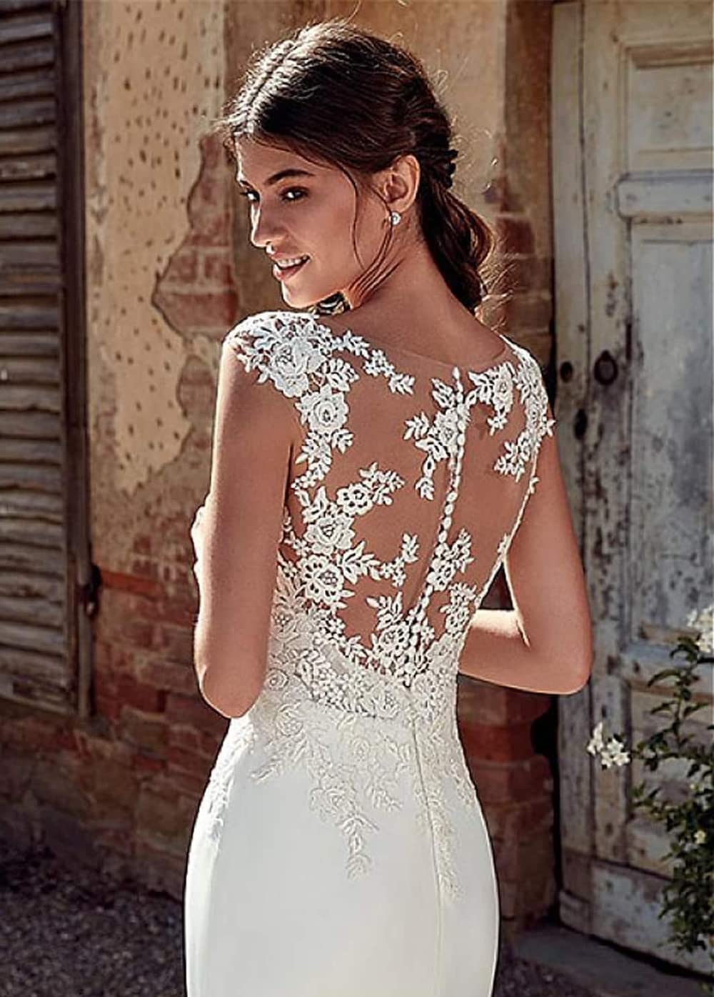 Elegant Lace Mermaid Wedding Dress for Bride - Long Sleeve Formal Bridal Gown for Women | Perfect for Beach Weddings, Church Ceremonies & Evening Receptions