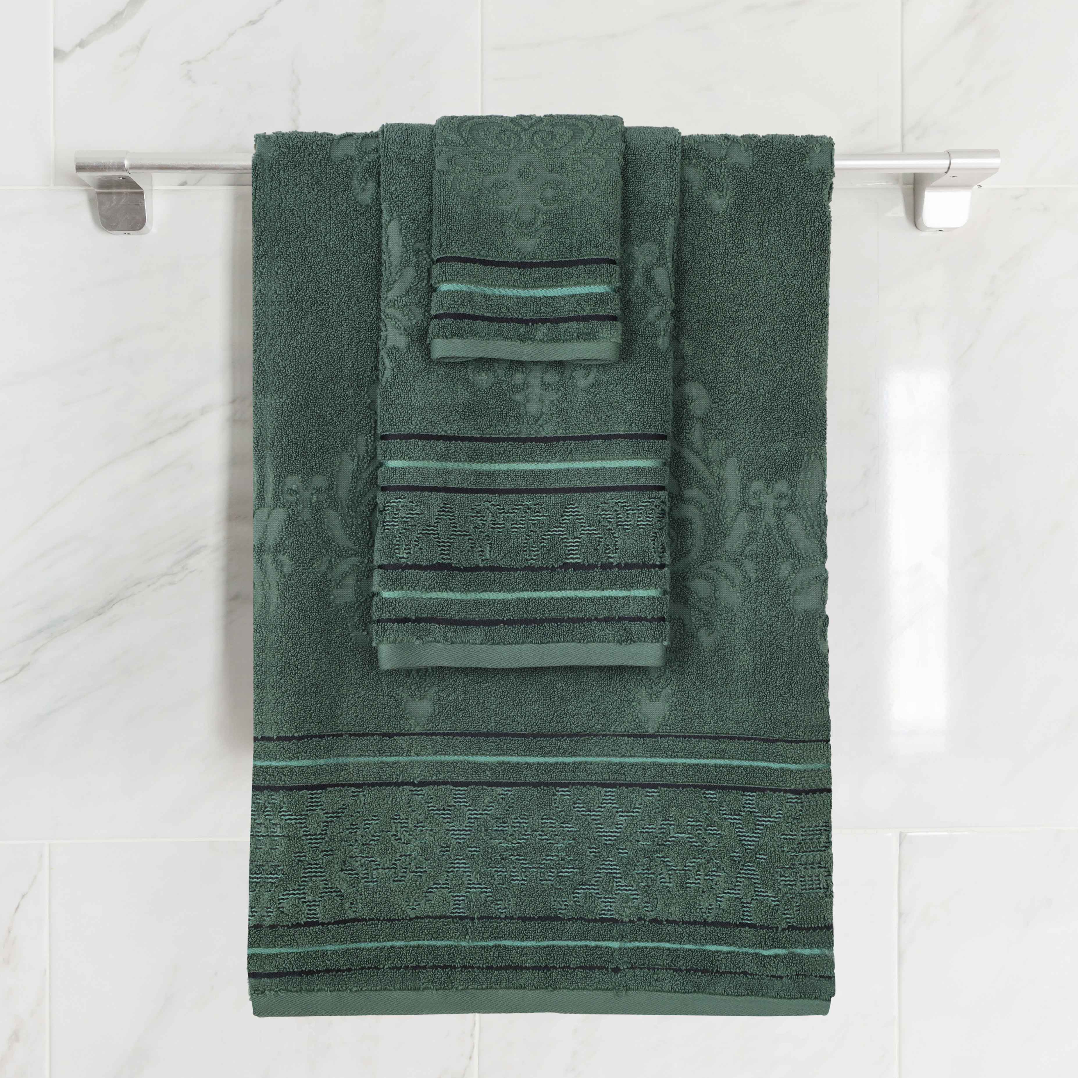Premium 3-Piece Jacquard Towel Set - 100% Zero Twist Cotton with Elegant Floral Design - Ultra Soft & Absorbent Bath Towels for Spa, Guest Bathroom & Luxury Home Decor