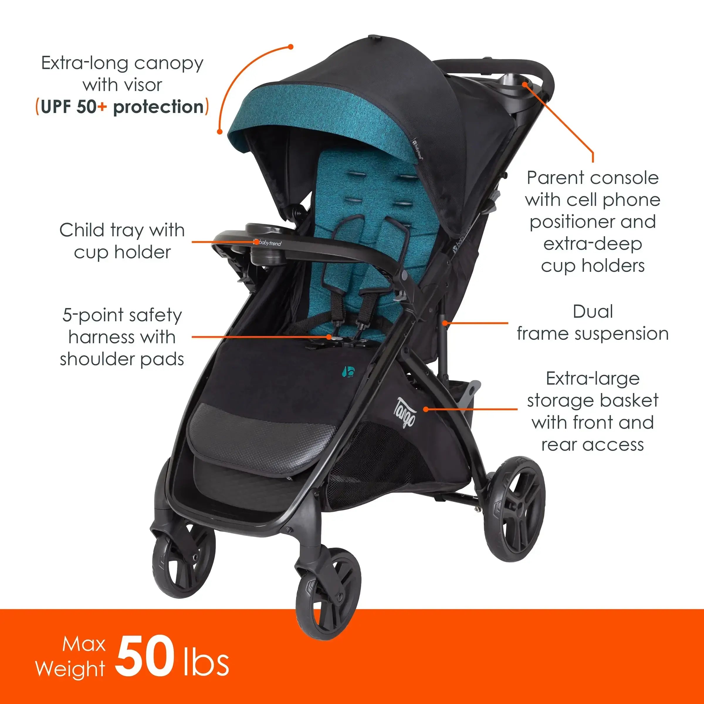 Tango Stroller - Lightweight Compact Baby Stroller for Travel & Everyday Use | Easy Fold, Comfortable Ride | Perfect for Shopping, Walks & Airports