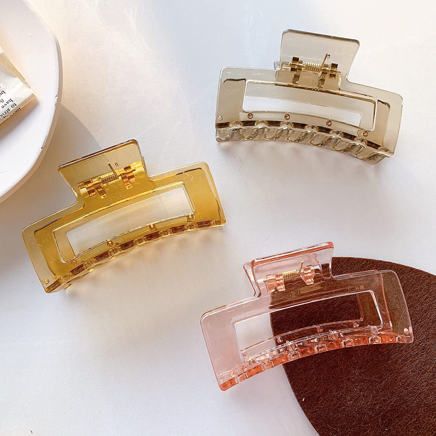 Glamifirsto Non-Slip Banana Hair Claw Clips - 4 Pack Rectangular Hair Clips for Women & Girls with Thin or Thick Hair - Strong Hold Hair Styling Accessories for Ponytails, Buns & Everyday Hairstyles