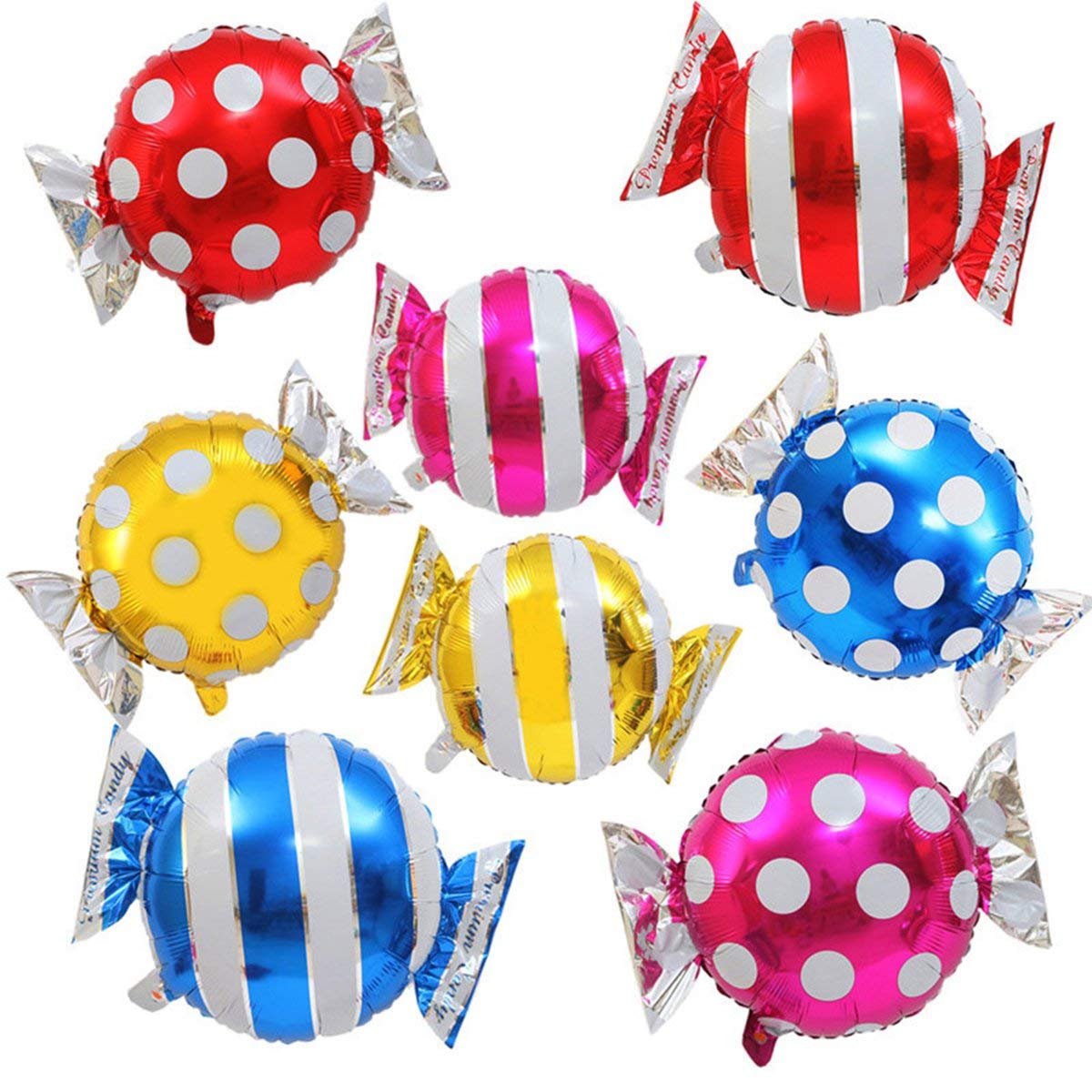 21 Pack Candy Balloons Set - 13 Round Lollipop Balloons & 8 Candy-Shaped Balloons | Candyland Party Decorations | Aluminum Foil Balloons for Birthday, Wedding, Baby Shower (Indoor/Outdoor Decor)