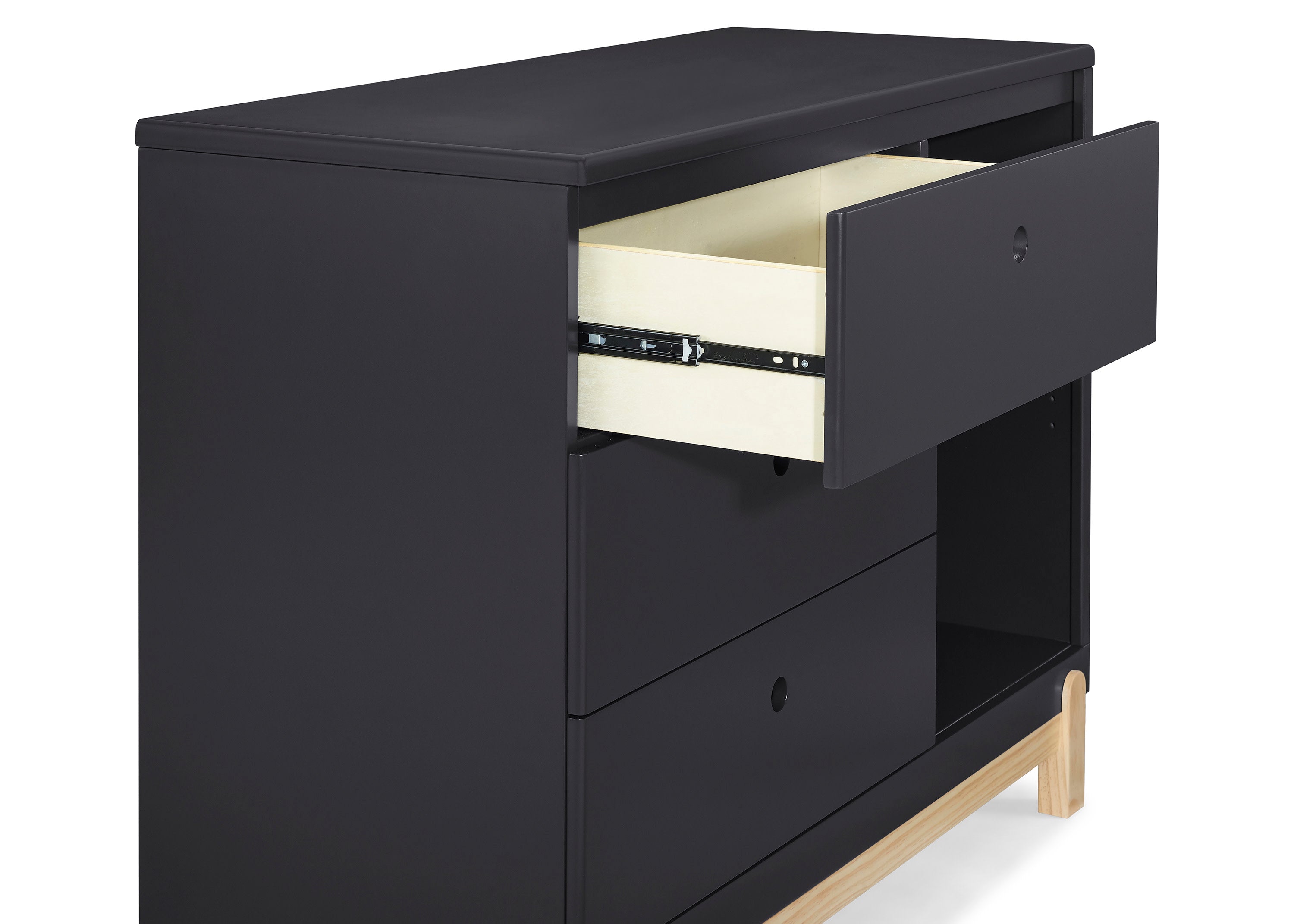 Poppy 3 Drawer Dresser with Cubbies - Modern Wooden Storage Cabinet for Bedroom, Nursery & Kids Room Organization - Perfect for Clothes, Toys & Accessories