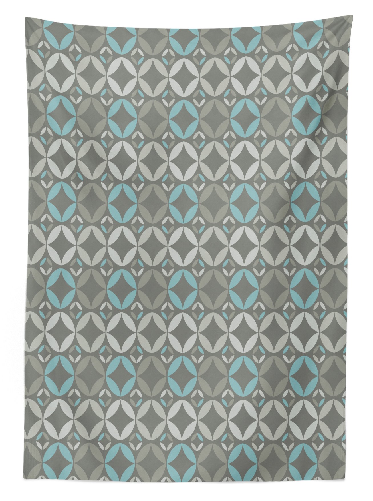 Ambesonne Retro Abstract Overlapping Circles Outdoor Tablecloth - Grey & Blue Washable Picnic Table Cover 58x84 Inches - Perfect for Backyard BBQs, Picnics, and Patio Dining Decor