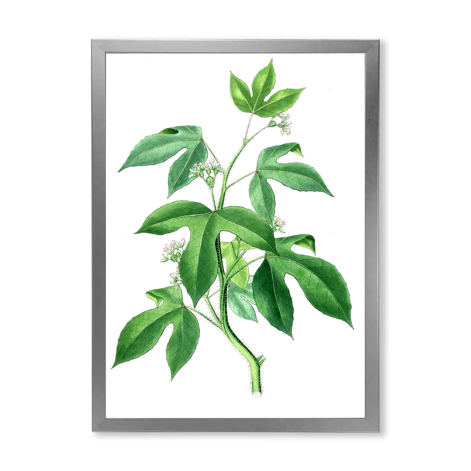 Vintage Green Leaves Botanical Wall Art - Traditional Framed Plant Decor for Living Room, Bedroom & Office | Nature-Inspired Home Decor