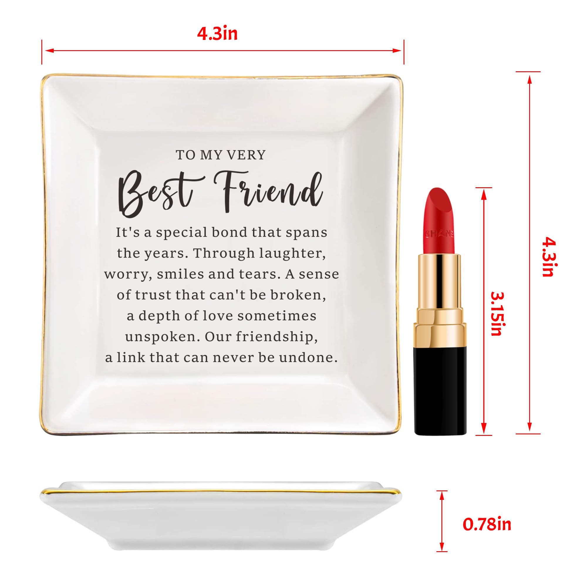 Best Friend Gifts for Women - Ceramic Jewelry Ring Dish Tray for Sister, Female Friends | Birthday, Christmas Gift Idea | Perfect for Jewelry Storage, Vanity Organizer & Home Decor