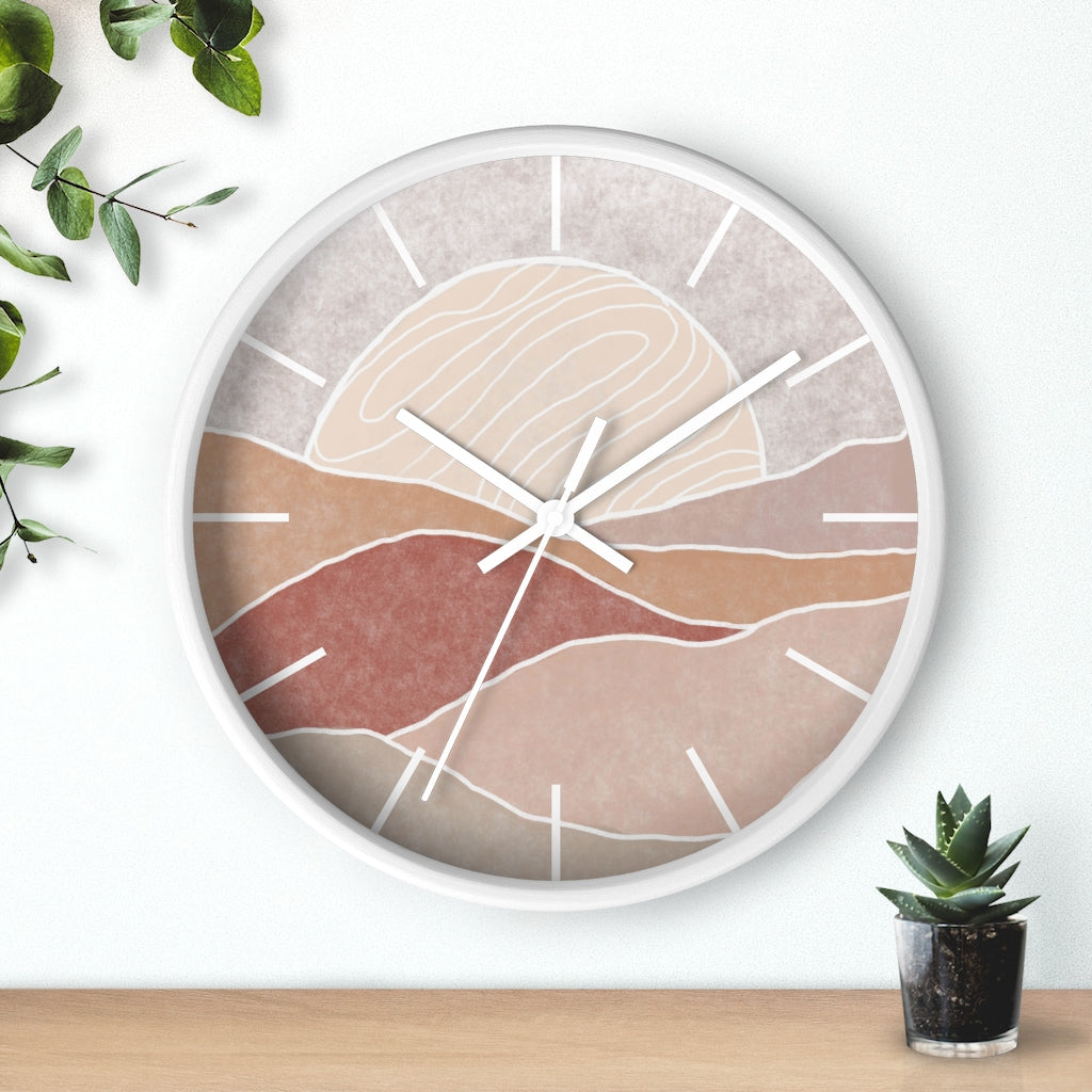 Silent Wall Clock with Sunset Modern Landscape Design - Battery Operated, No Ticking Noise - Perfect for Living Room, Bedroom, and Office Decor