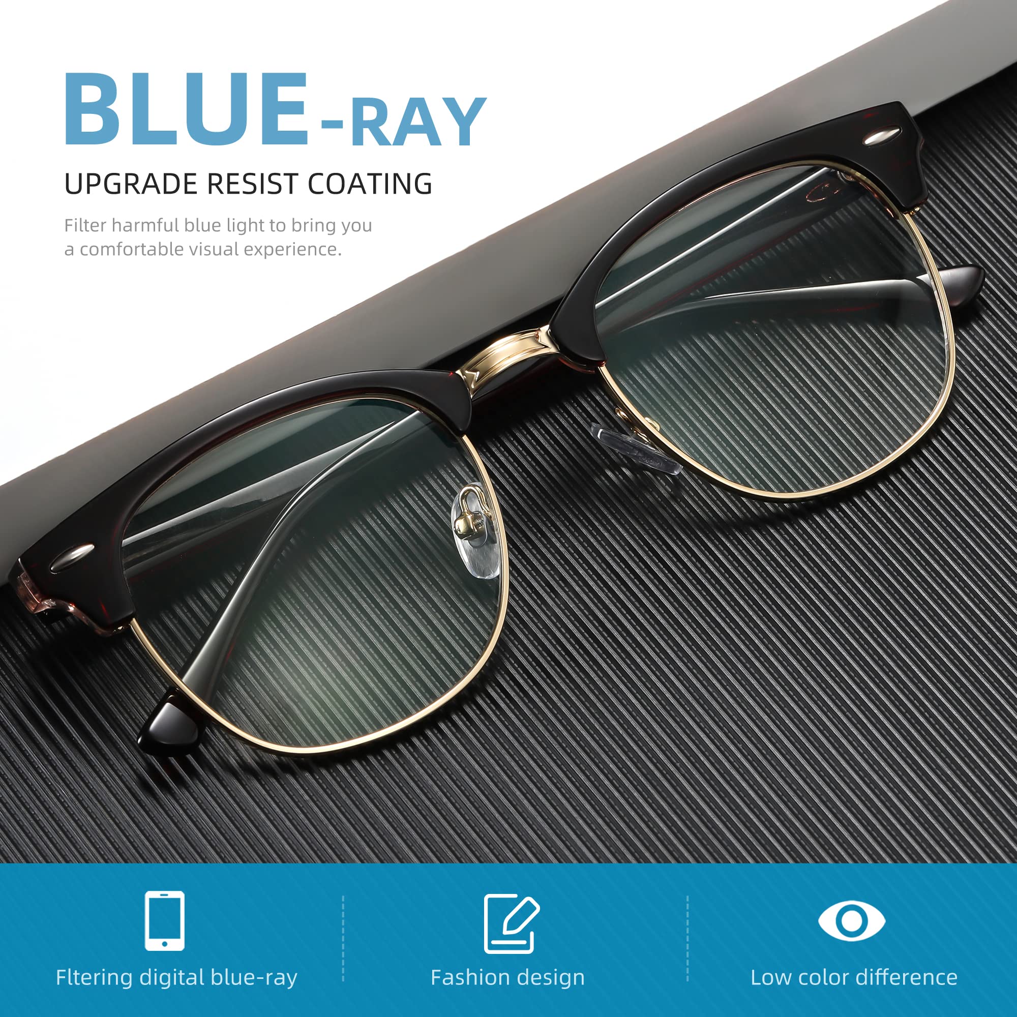 Blue Light Blocking Glasses for Women & Men - Anti Eye Strain Computer Glasses with UV Protection - Perfect for Gaming, Office Work & Screen Time