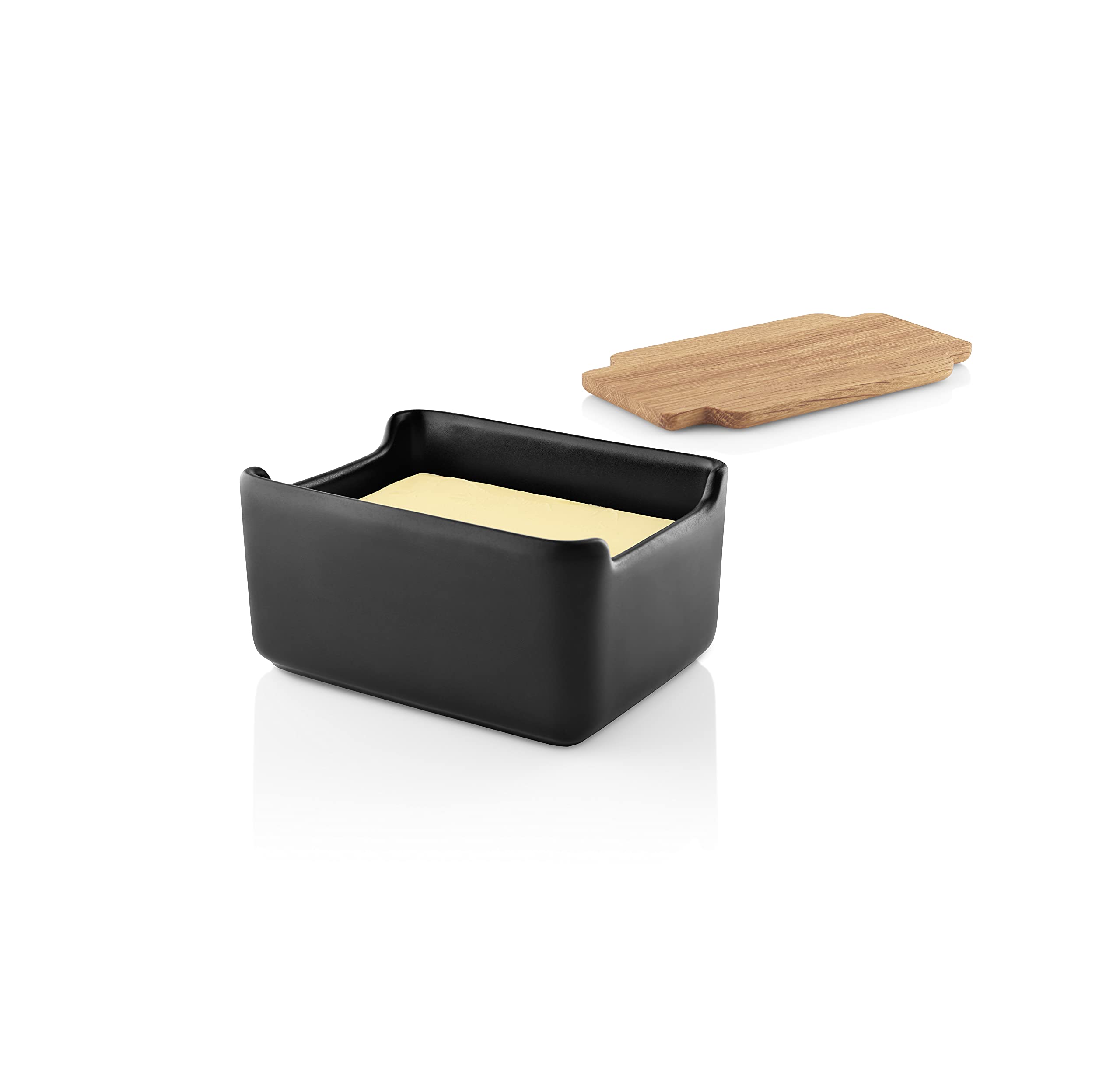 EVA SOLO Nordic Kitchen Butter Dish with Oak Lid - Black Modern Danish Design for Standard Butter Packs | Perfect for Dining Tables, Kitchen Countertops & Gift Giving
