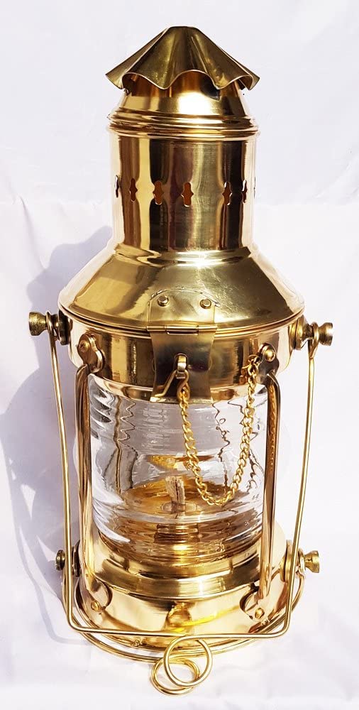 Vintage Nautical Brass Hanging Oil Lantern - Antique Marine Ship Decorative Lighting for Home, Garden, and Outdoor Decor | Perfect for Coastal, Beach House, and Sailboat Themes