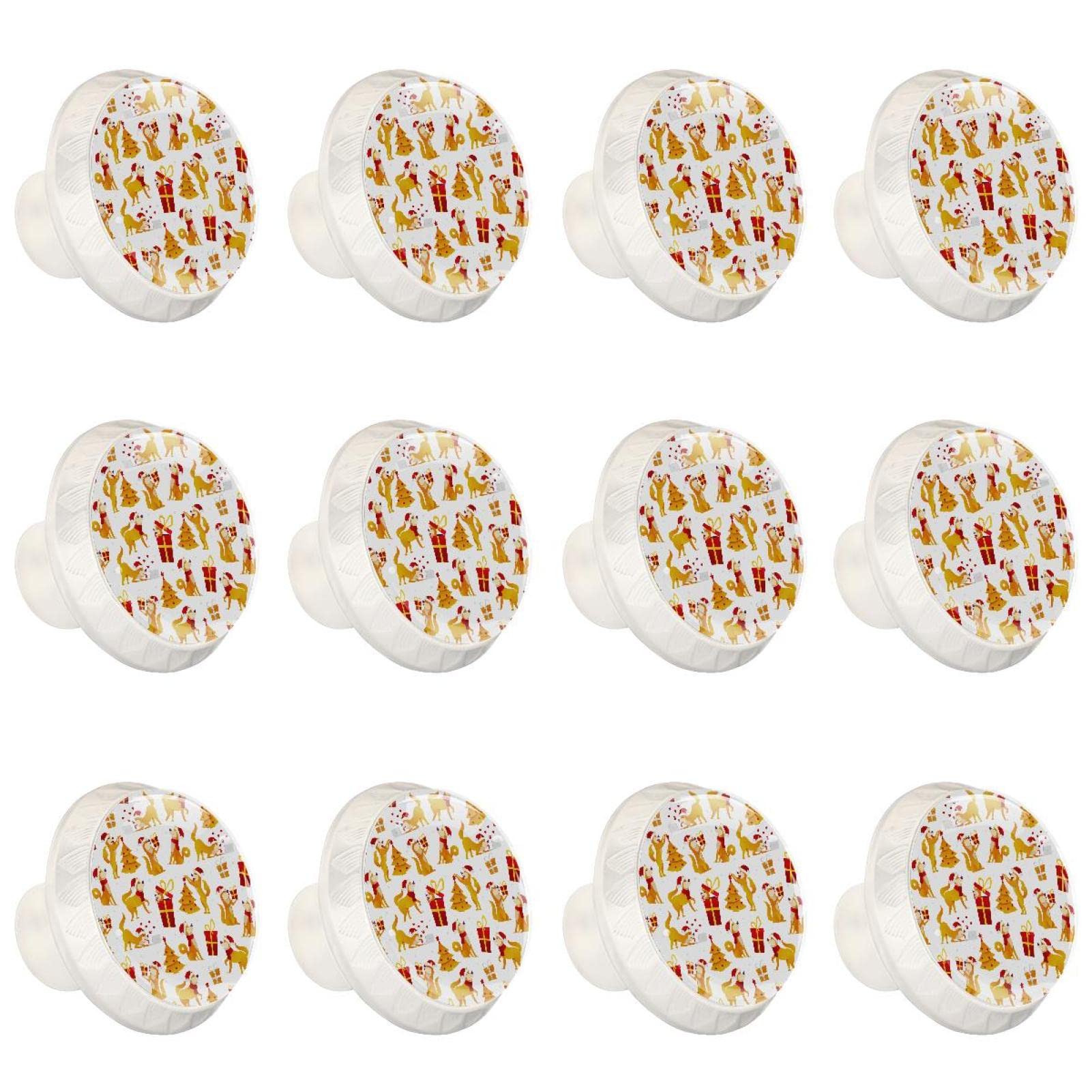 12Pcs Christmas Dog Pattern Cabinet Handles and Knobs - Decorative Drawer Pulls for Kitchen, Bathroom, Dresser & Furniture - Perfect for Home Renovation & Holiday Decor