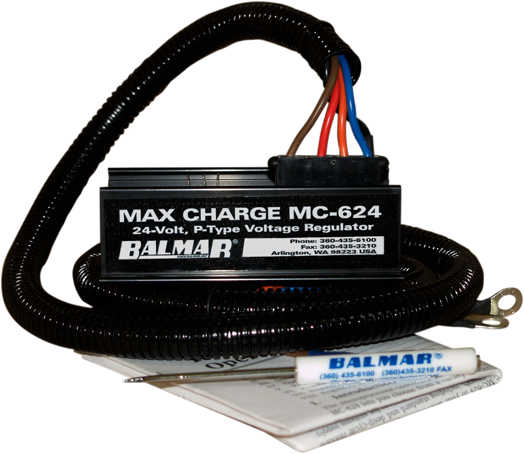 Balmar 24V Alternator Voltage Regulator with Wiring Harness - MC 624 H (10A Max Field Current) for Marine, RV & Off-Grid Power Systems