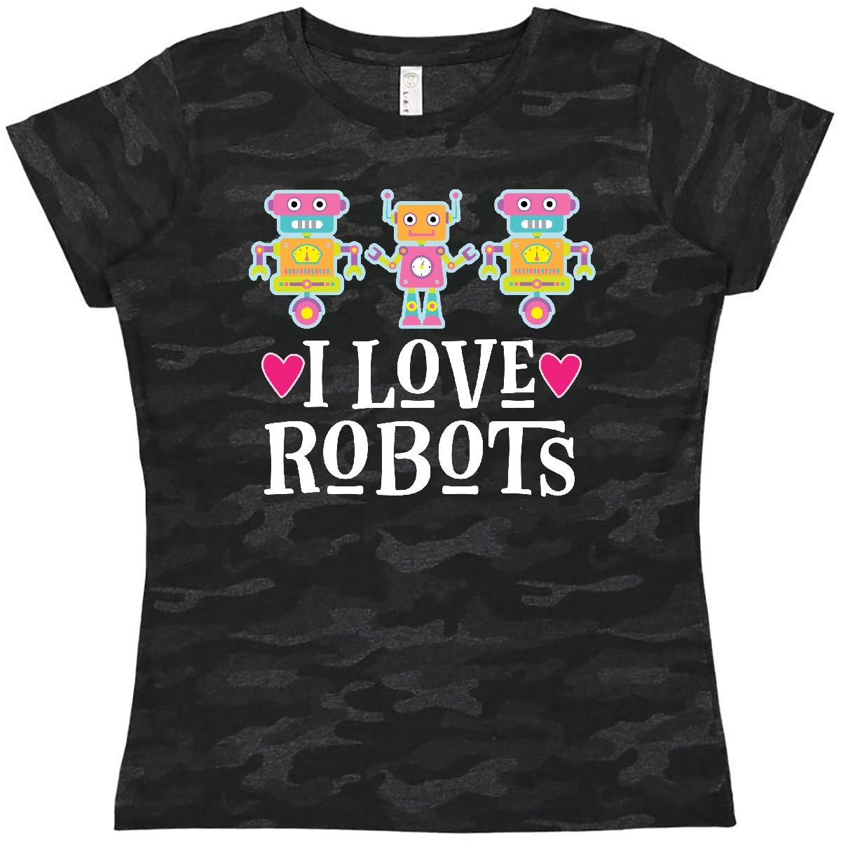 Inktastic Robotics I Love Robots Graphic Women's T-Shirt - Perfect Gift for Robot Lovers, STEM Enthusiasts & Tech Geeks | Casual Wear, Science Conventions & Nerdy Events