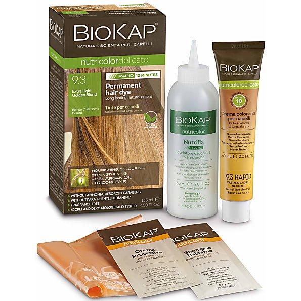 Biokap Nutricolor Delicato Rapid 9.3 Extra Light Golden Blonde Hair Dye - Natural Ammonia-Free Hair Color for Home Use, Salon-Quality Results for Blonde Highlights & Full Coverage