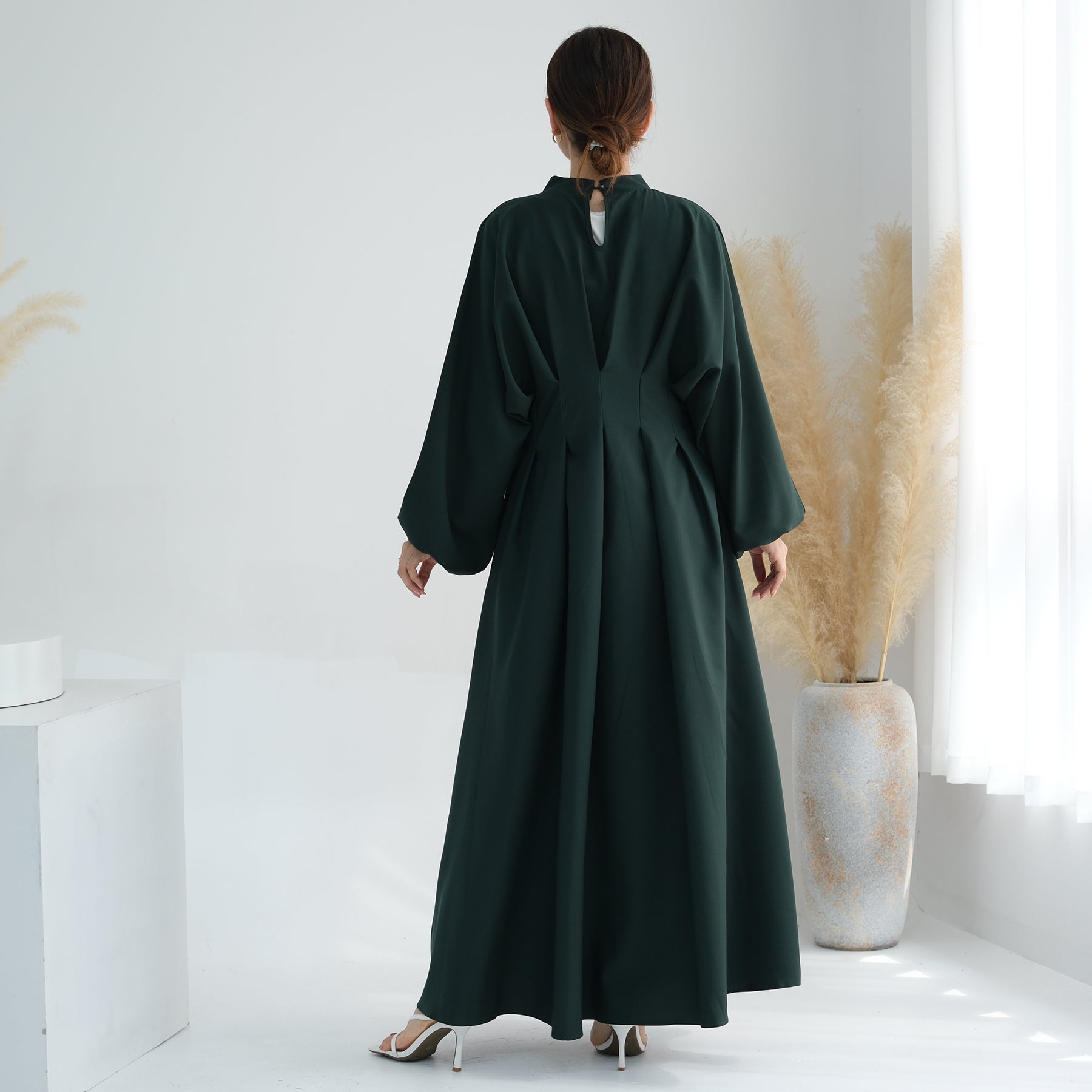 Madison Long Sleeve Maxi Dress in Green | Flowy Boho Chic Women's Dress for Casual Outings, Date Nights & Fall Weddings