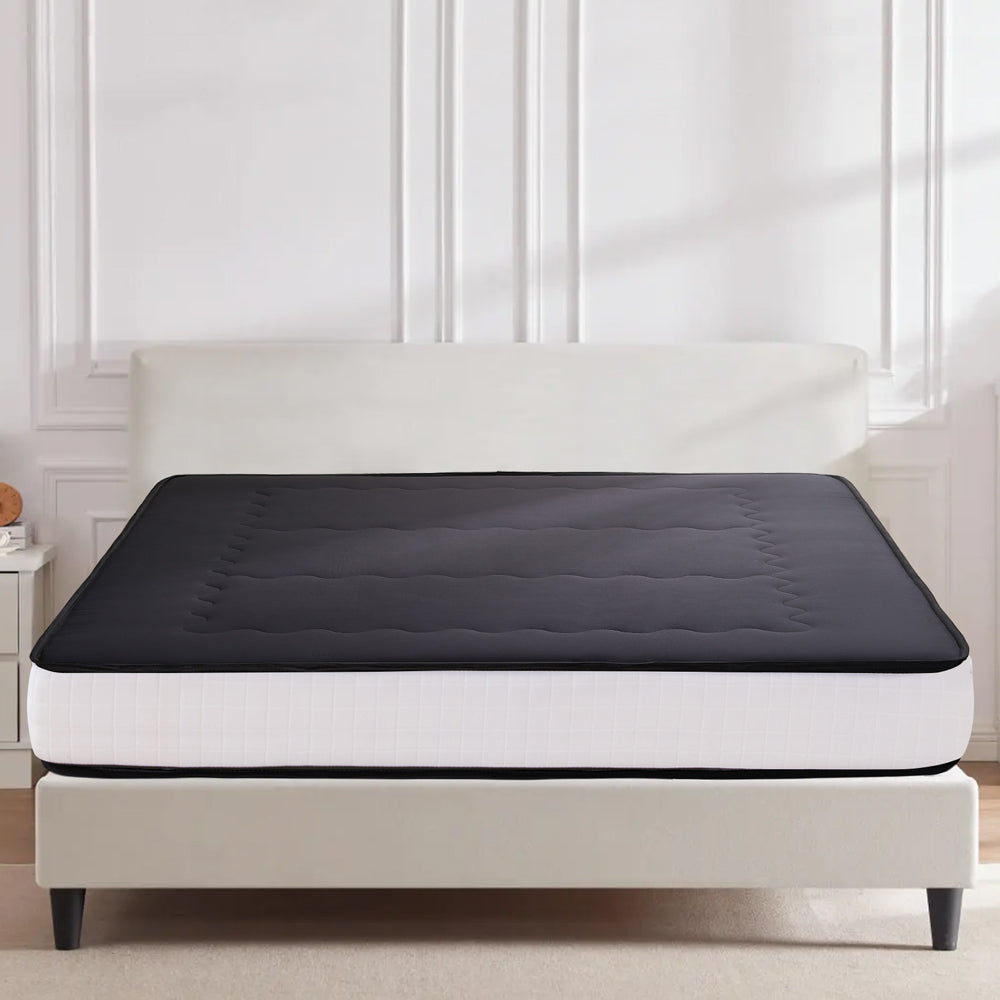 MAXYOYO 8-Inch Super Thick Floor Futon Mattress - Classic Wave Quilted Japanese Style Tatami Bed - Black - Perfect for Small Spaces, Guest Rooms & Minimalist Home Decor