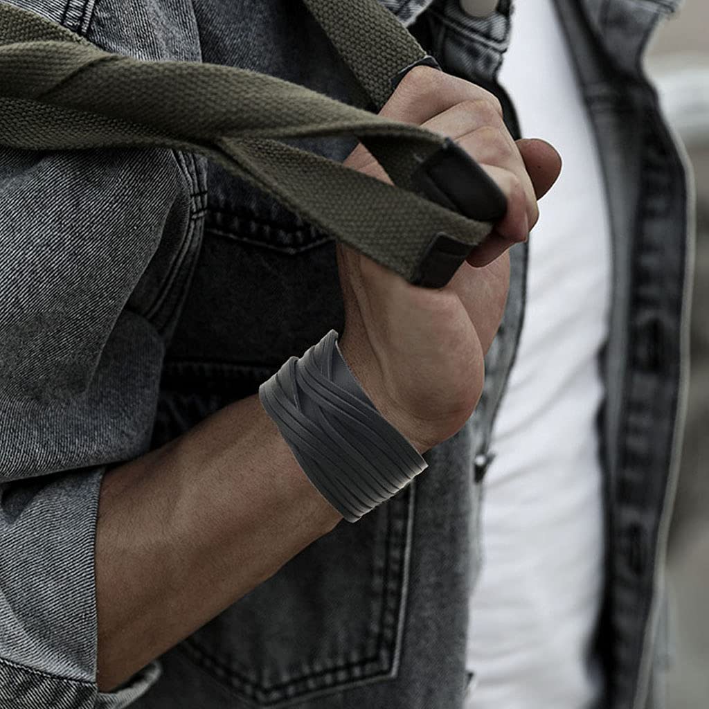 Men's & Women's Black Leather Bracelet - Punk Style Wrist Cuffs & Arm Bands | Perfect for Rock Concerts, Biker Events & Gothic Fashion Accessories