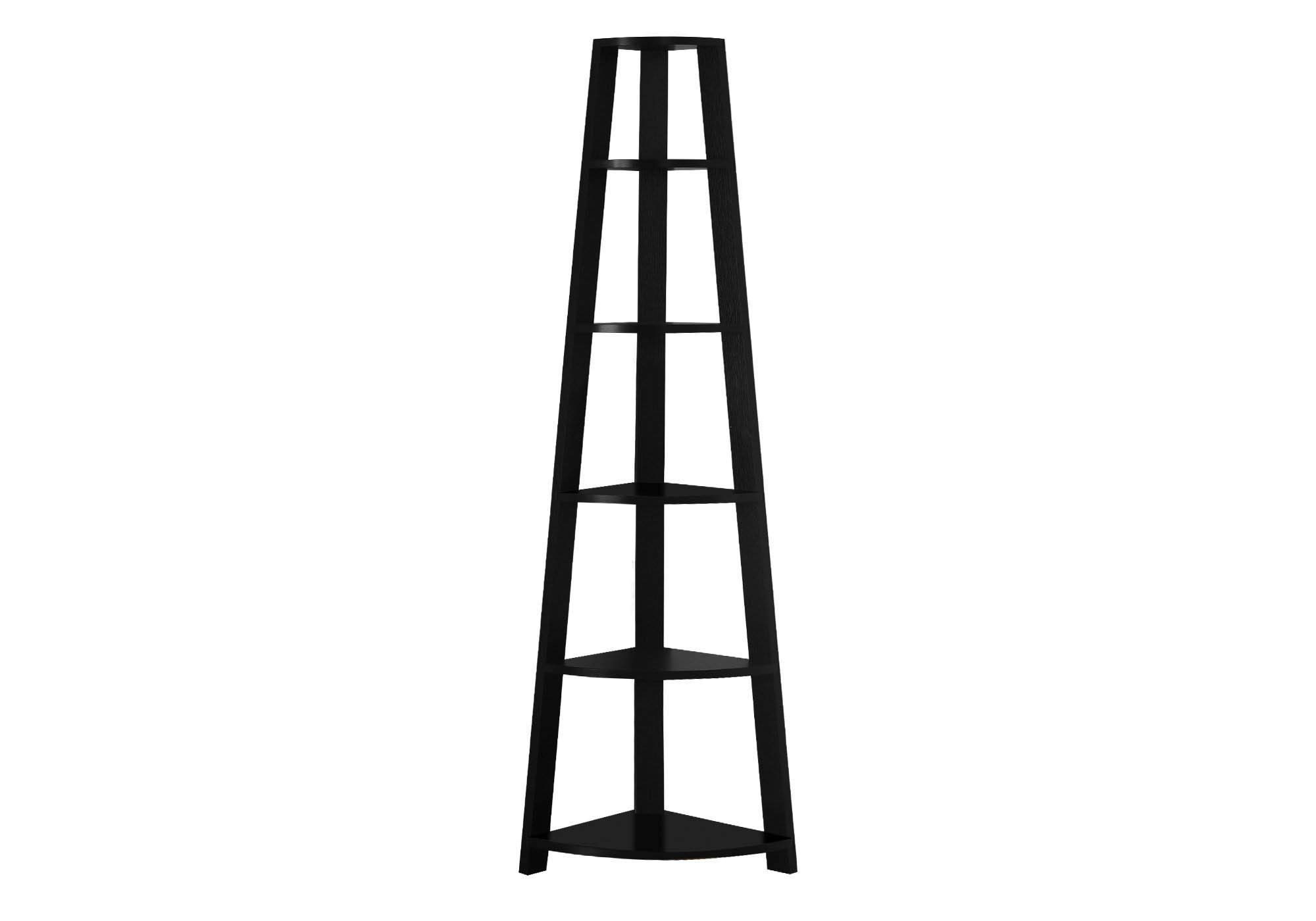 Offex Contemporary 72-Inch Tall Black Corner Accent Etagere Bookcase - Modern Display Shelf for Living Room, Office & Bedroom Storage