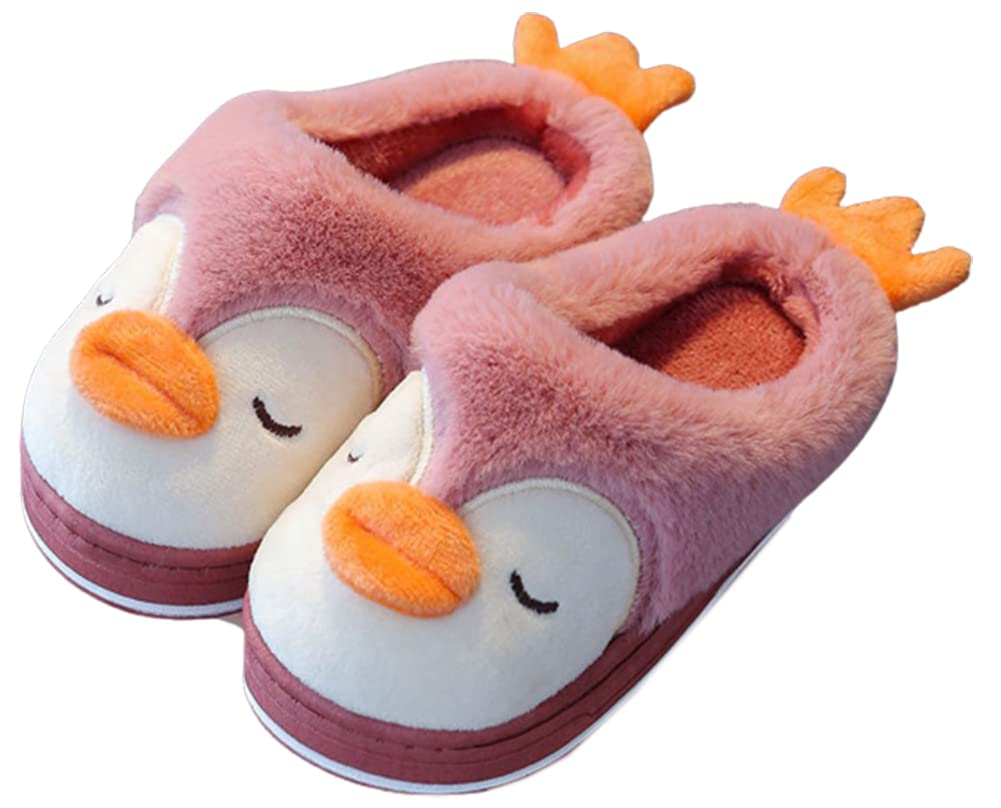 Penguin Fuzzy Slippers for Women & Kids - Warm Soft Animal Slippers Indoor/Outdoor Use - Cute Kawaii Gifts for Girls (Perfect for Home, Lounge & Winter Comfort)