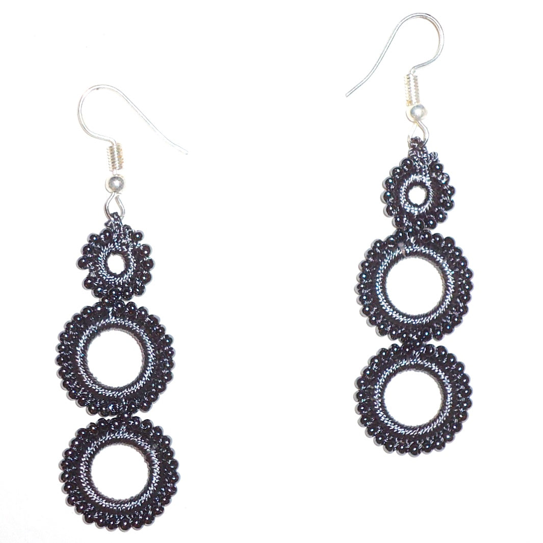 Elegant Parade of Circles Earrings in Charcoal - Perfect for Parties, Weddings & Everyday Wear