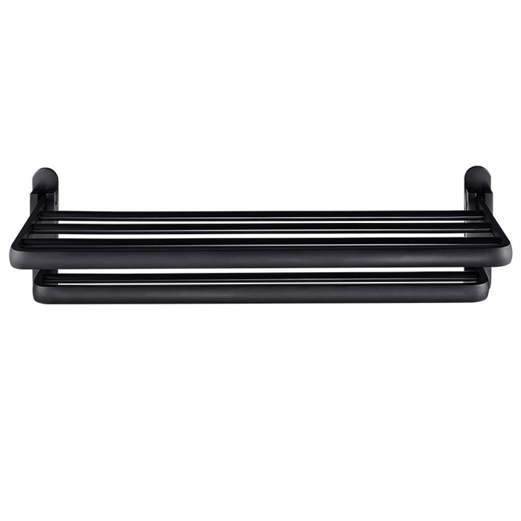 MGMDIAN Free Punching Aluminum Bathroom Towel Rack - Space Saving Black Towel Stand for Bathroom Organization | Perfect for Small Bathrooms, Apartments & Dorm Rooms