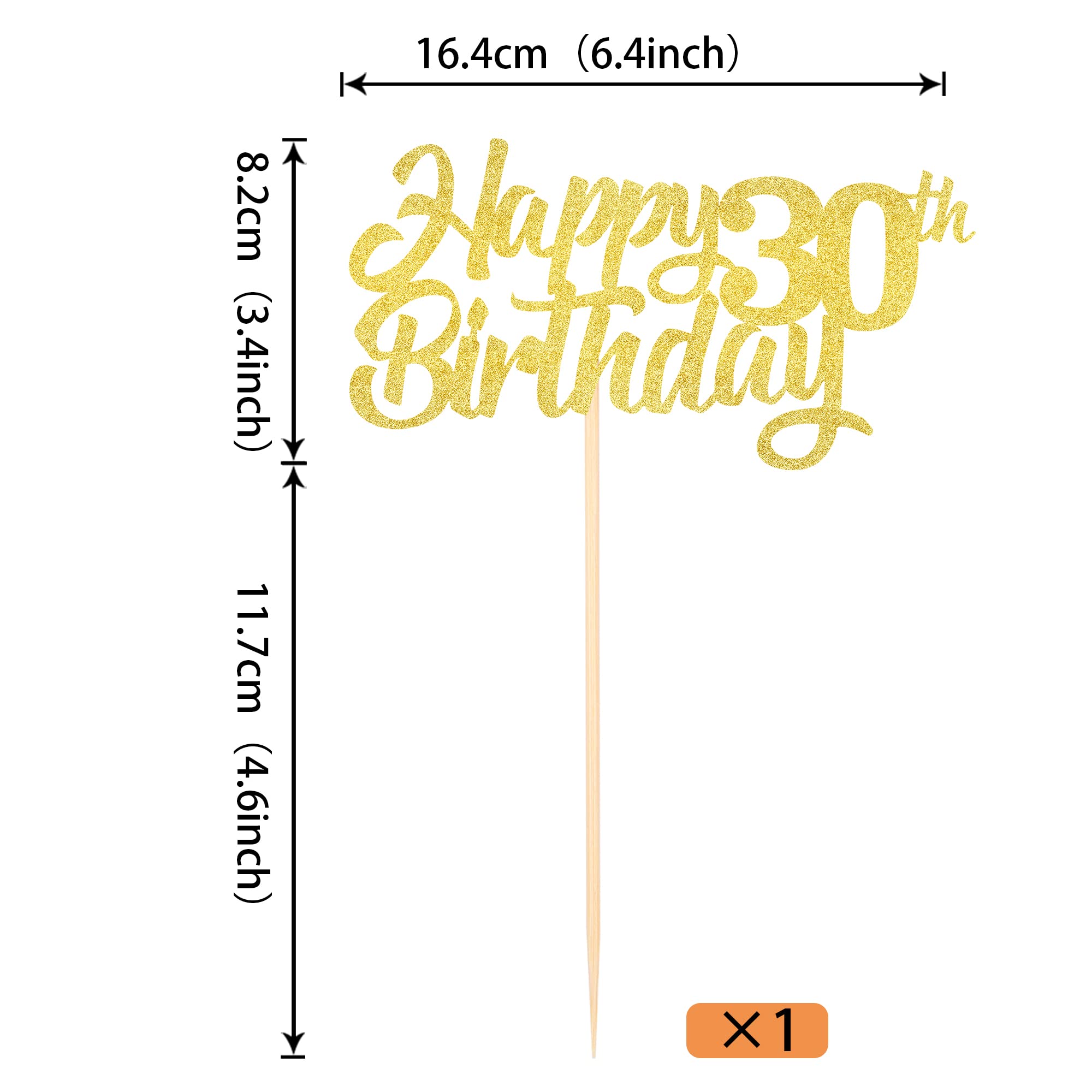 1 Pack Gold Glitter 30th Birthday Cake Topper - Cheers to 30 Years Cake Decorations for Thirty Fabulous Theme Party Supplies | Perfect for Birthday Cakes, Cupcakes, and Dessert Table Displays