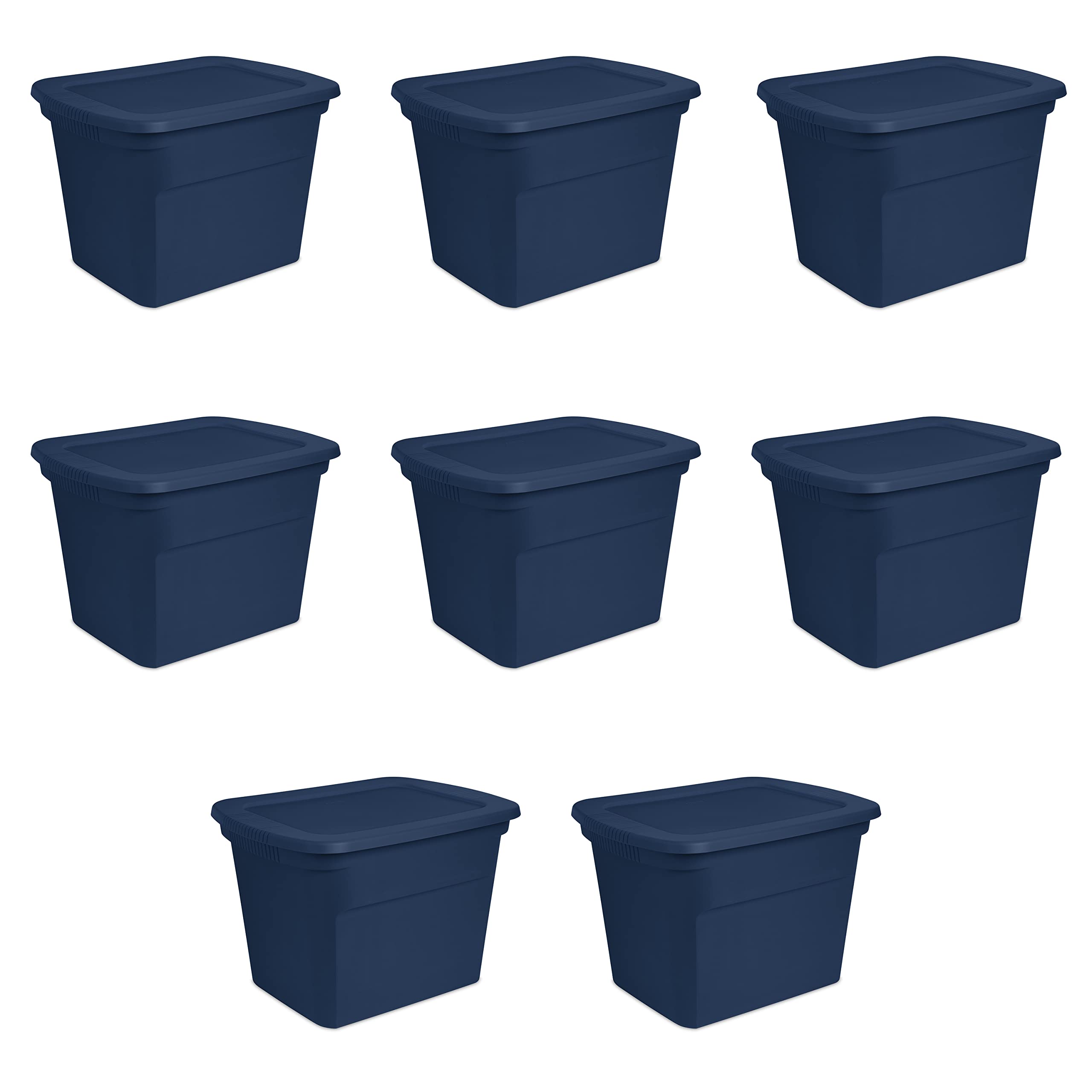Sterilite 18 Gallon Plastic Storage Bins with Lids - Stackable Organizing Containers for Clothes, Toys, Seasonal Items - Blue Storage Totes for Home, Closet, Basement, Garage (8-Pack) - Perfect for Home Organization & Decluttering